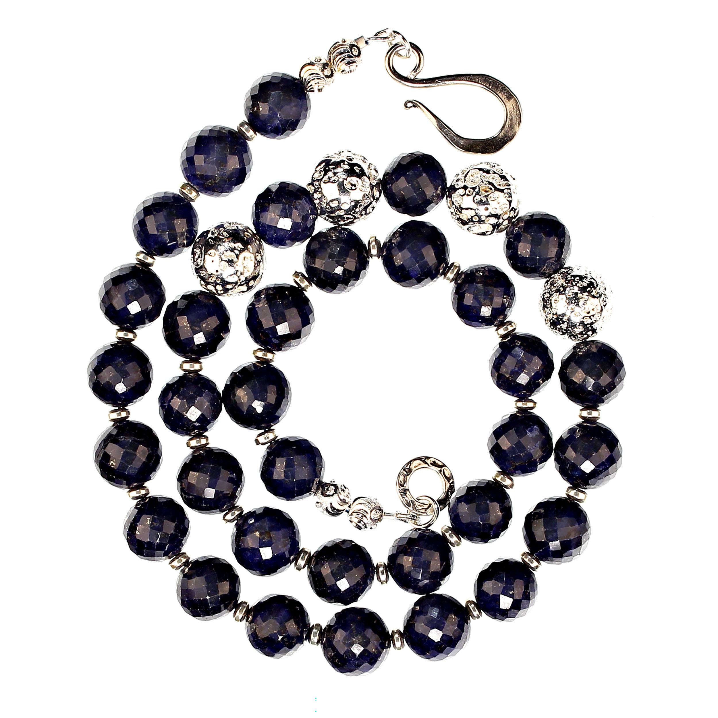 AJD Stunning 21 Inch Blue Sapphire necklace with Silver accents For Sale 1