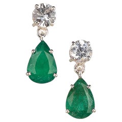 AJD Stunning Dangle Emerald and Cambodian Zircon Earrings