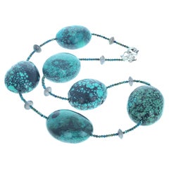 AJD Absolutely Elegant Natural Turquoise & Sparkling Labradorites Necklace