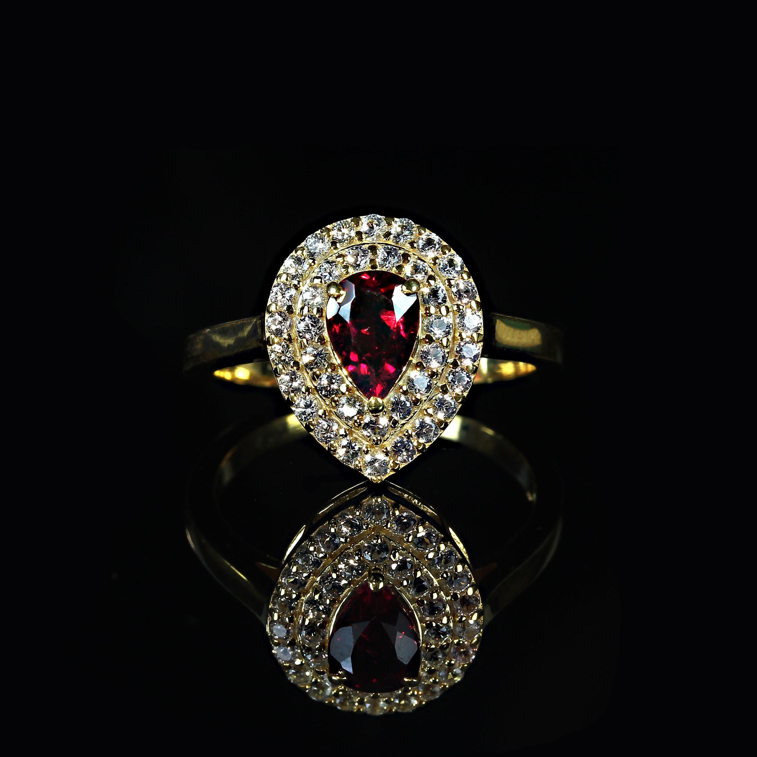 AJD Stunning Rubelite and White Sapphire Dinner Ring In New Condition For Sale In Raleigh, NC