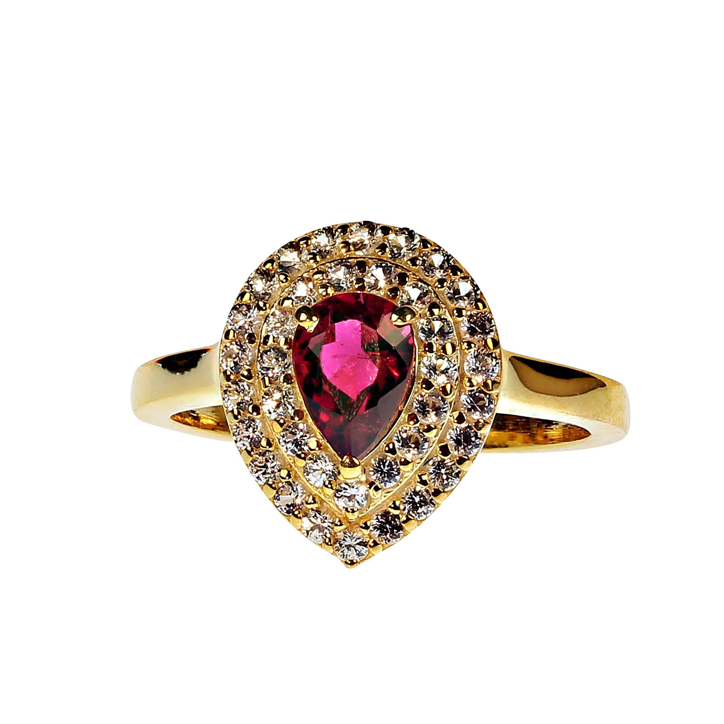 AJD Stunning Rubelite and White Sapphire Dinner Ring For Sale 1