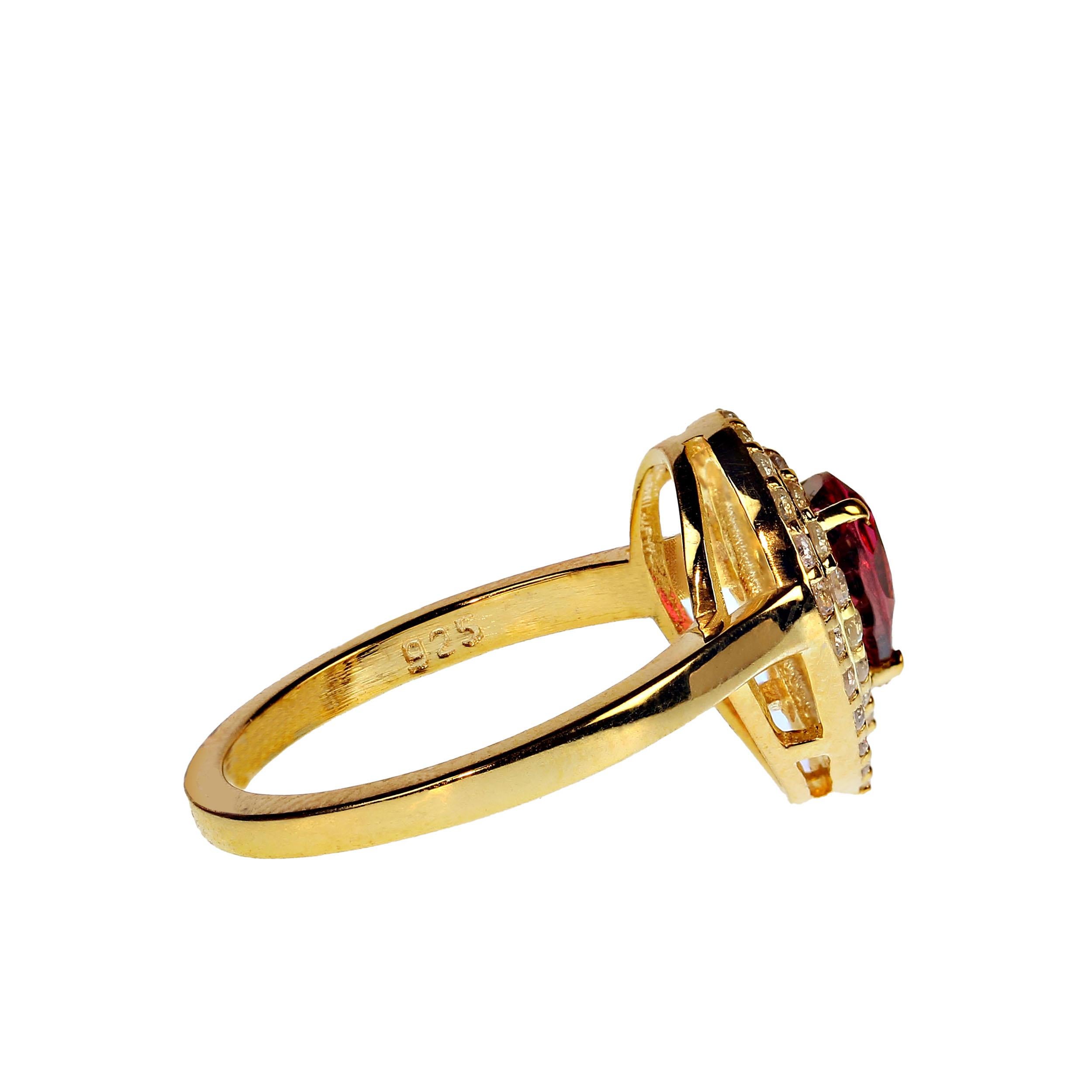 AJD Stunning Rubelite and White Sapphire Dinner Ring For Sale 2