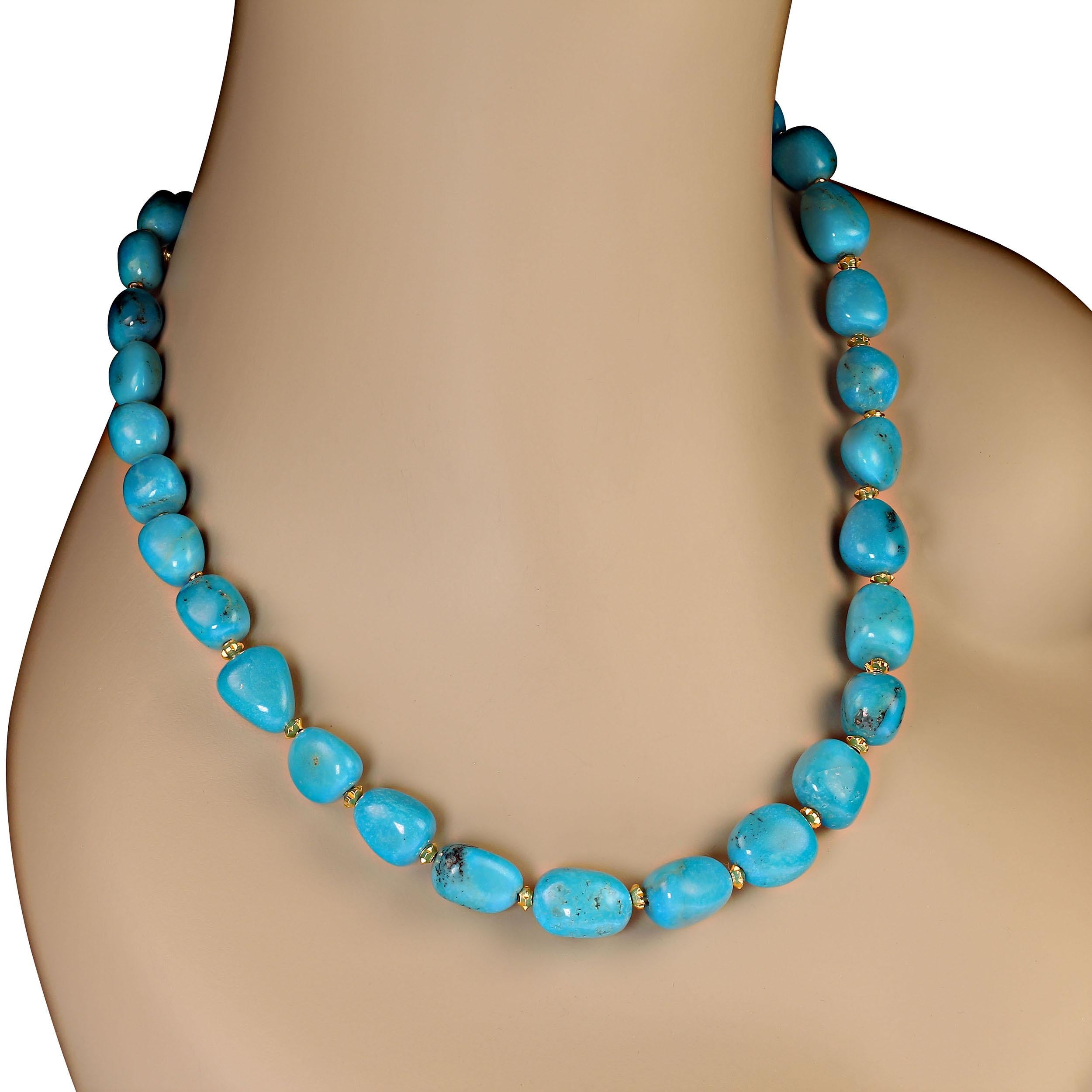 Artisan AJD Stunning Sleeping Beauty Turquoise Nugget Necklace