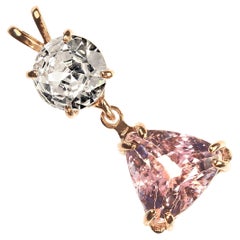 AJD Stunning Sparkling Kunzite and Genunine Zircon Rose Gold Pendant