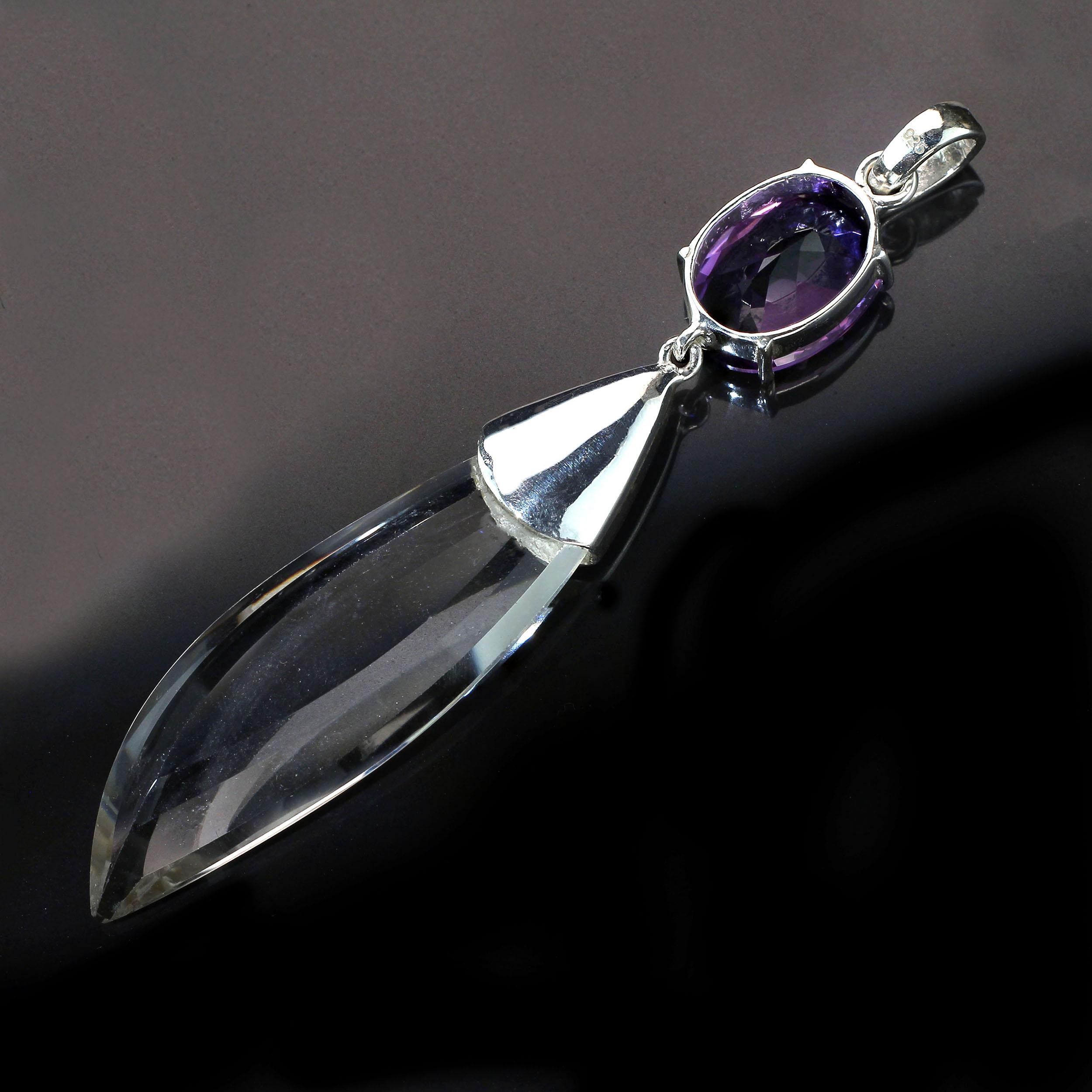 AJD, pierre de naissance de février avec ce pendentif unique en améthyste et cristal Unisexe en vente