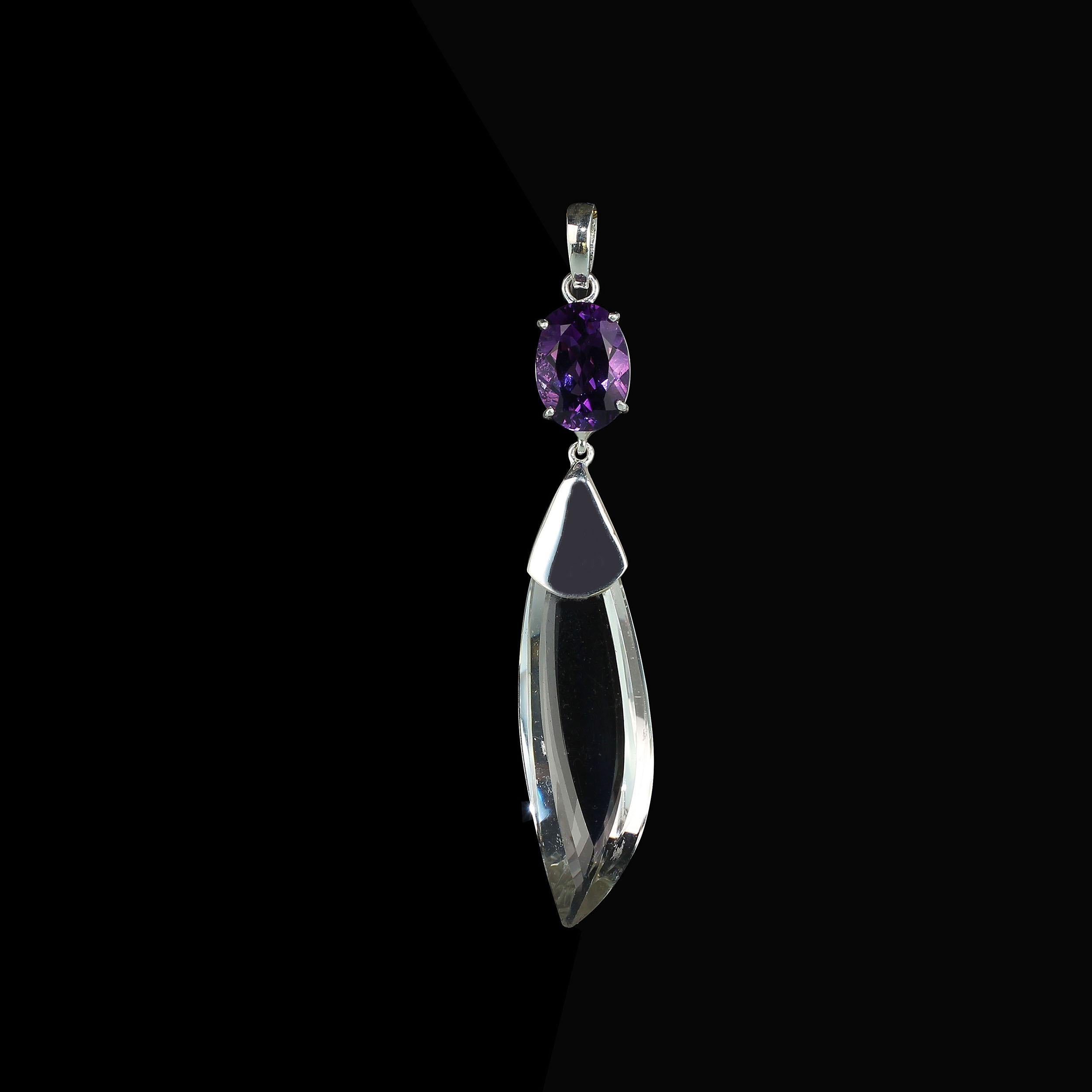AJD, pierre de naissance de février avec ce pendentif unique en améthyste et cristal en vente 2