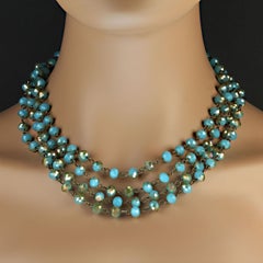 Custom 80-Inch Teal AB Crystal Bead Necklace by Aria Jewelry Design