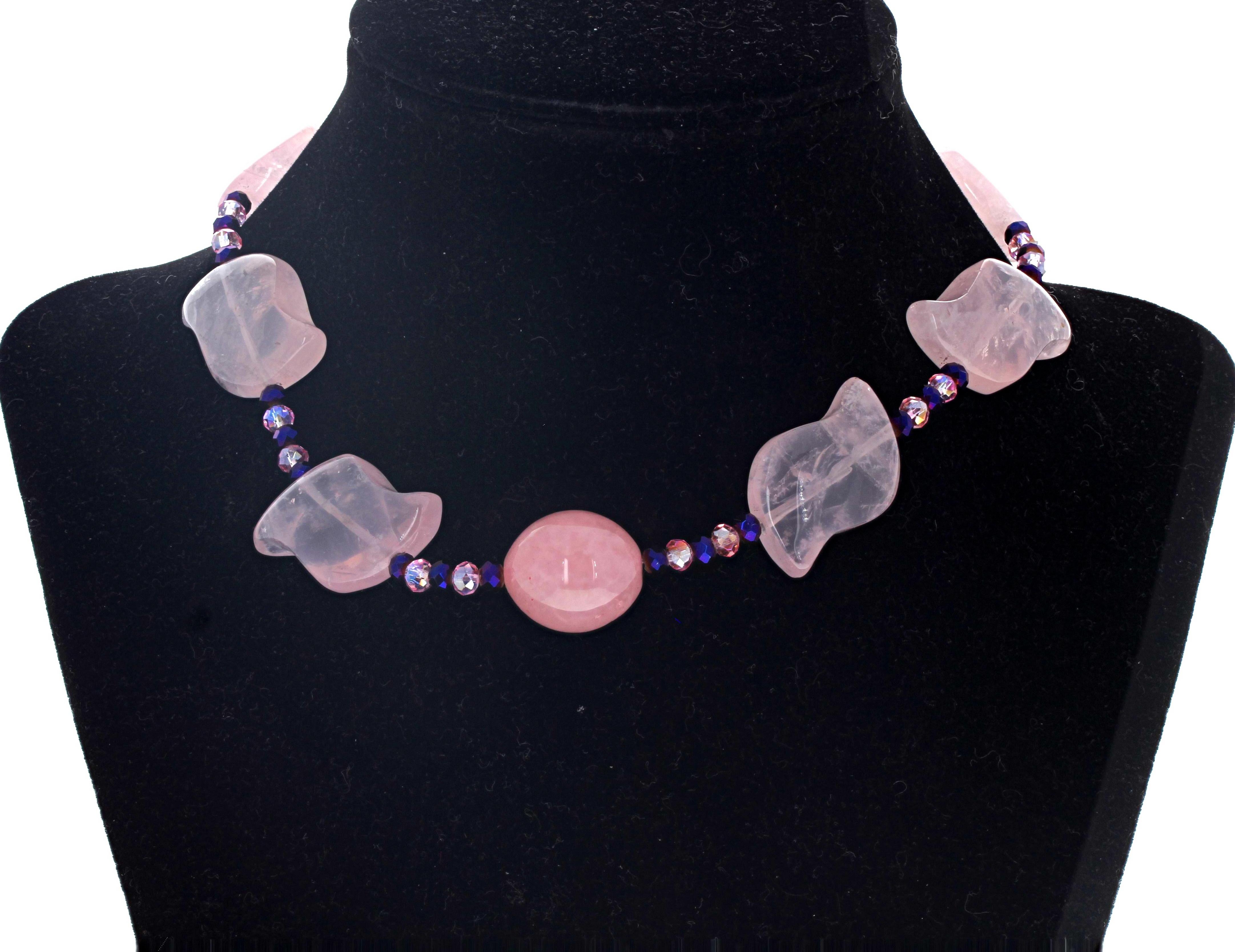 Women's or Men's AJD WOW ! Teenager's Celebration Gift Natural Pinky Quartz & Amethyst Necklace For Sale