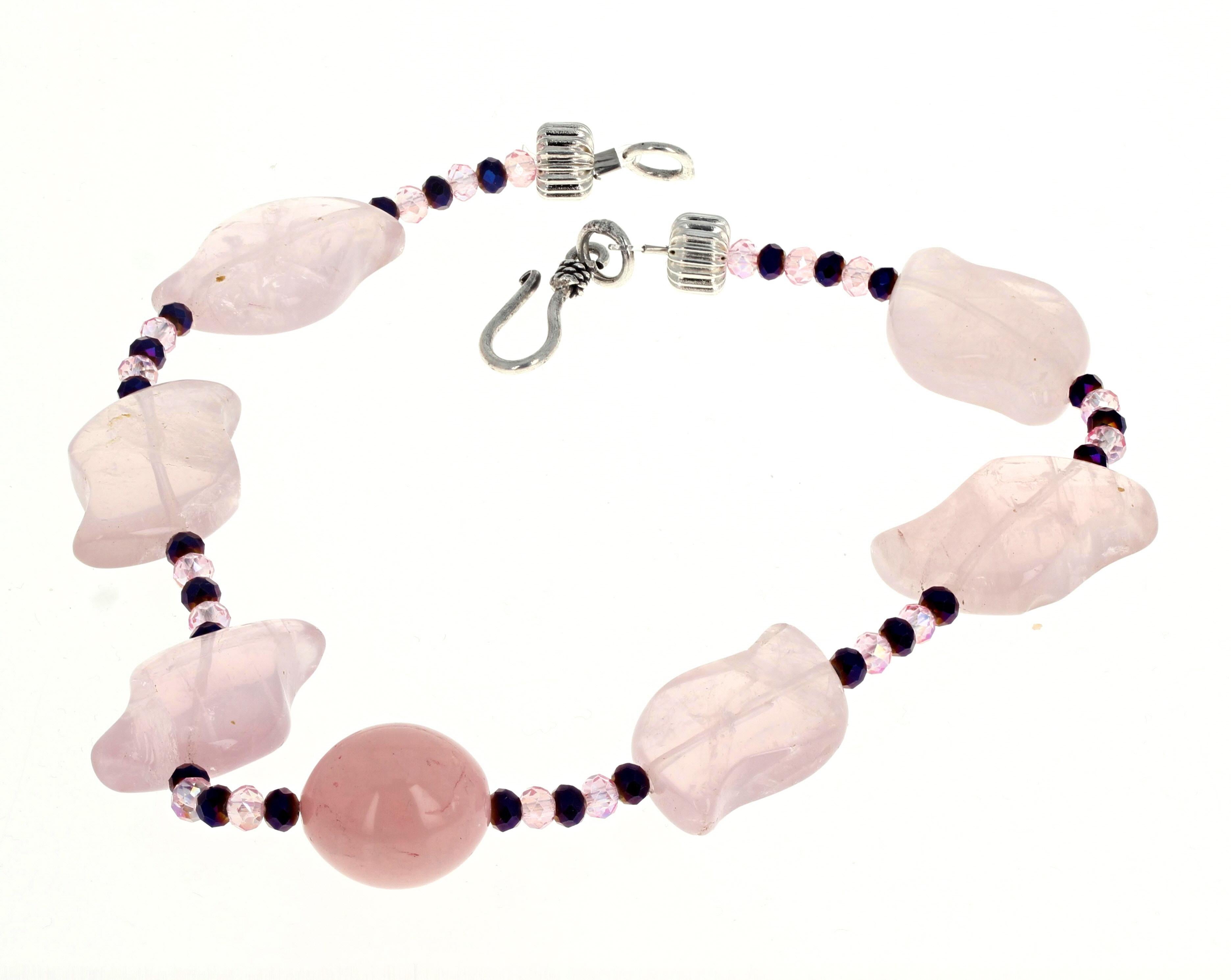 Mixed Cut AJD WOW ! Teenager's Celebration Gift Natural Pinky Quartz & Amethyst Necklace For Sale