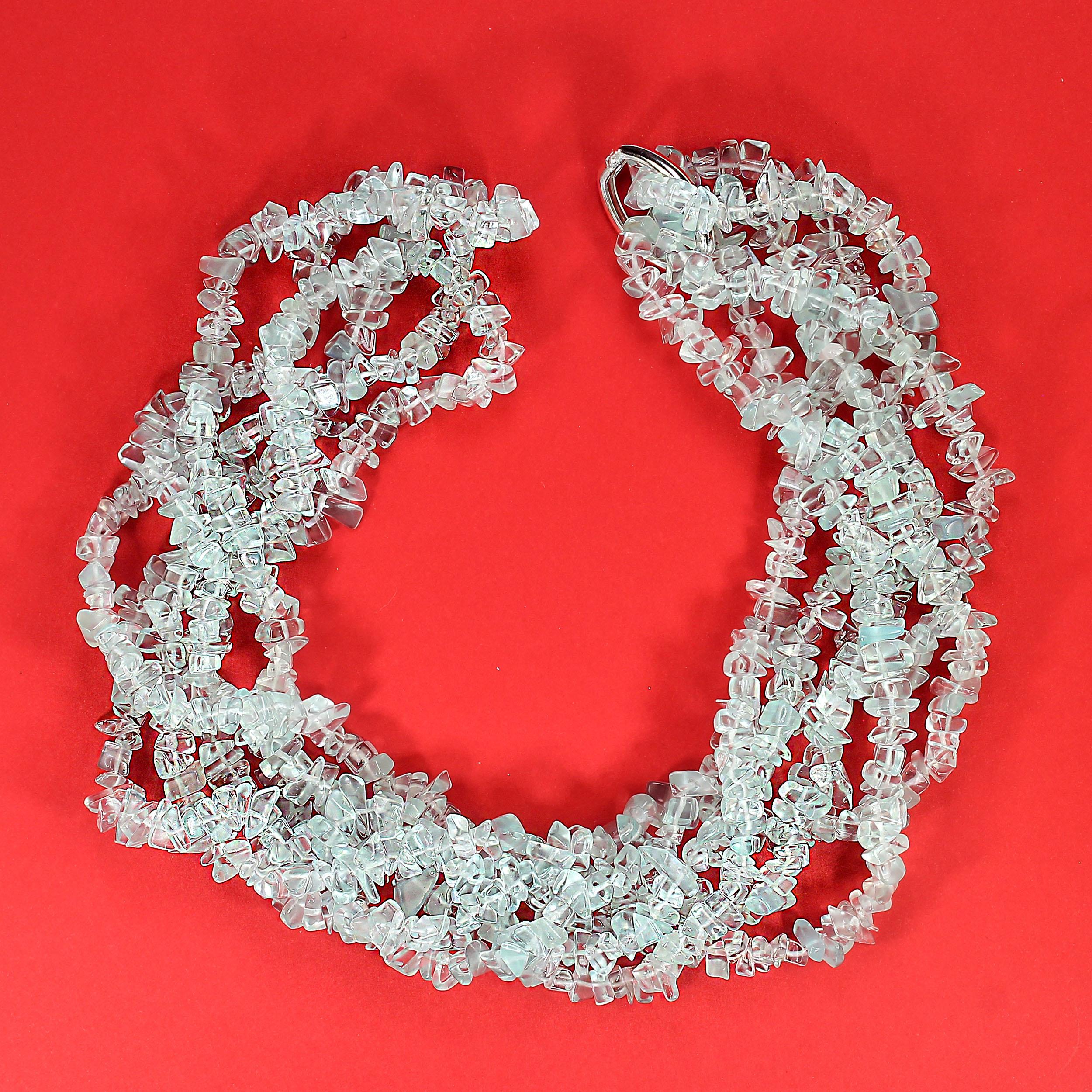 AJD Three 33 Inch Infinity Aqua color beaded necklaces For Sale 5