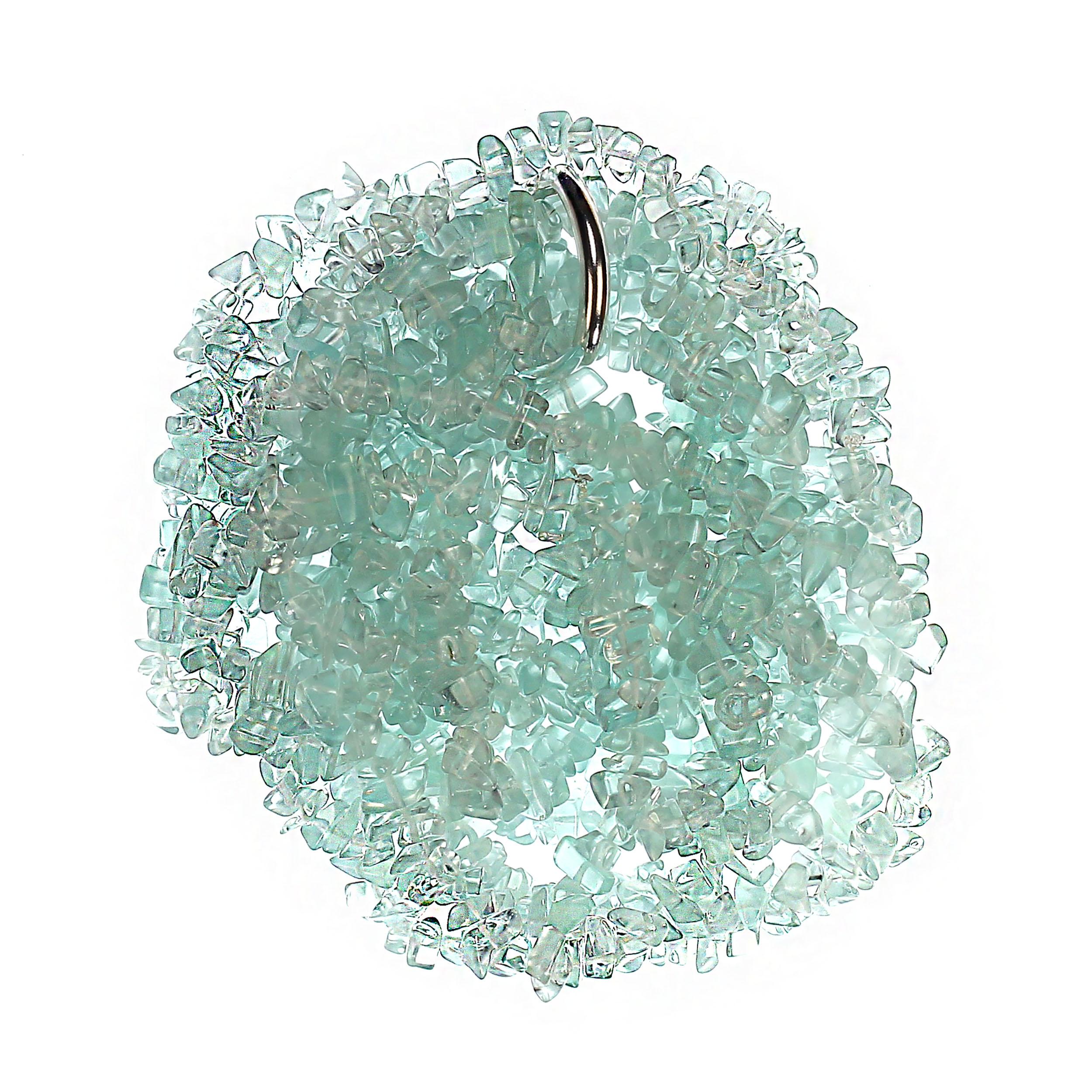 Artisan AJD Three 33 Inch Infinity Aqua color beaded necklaces For Sale