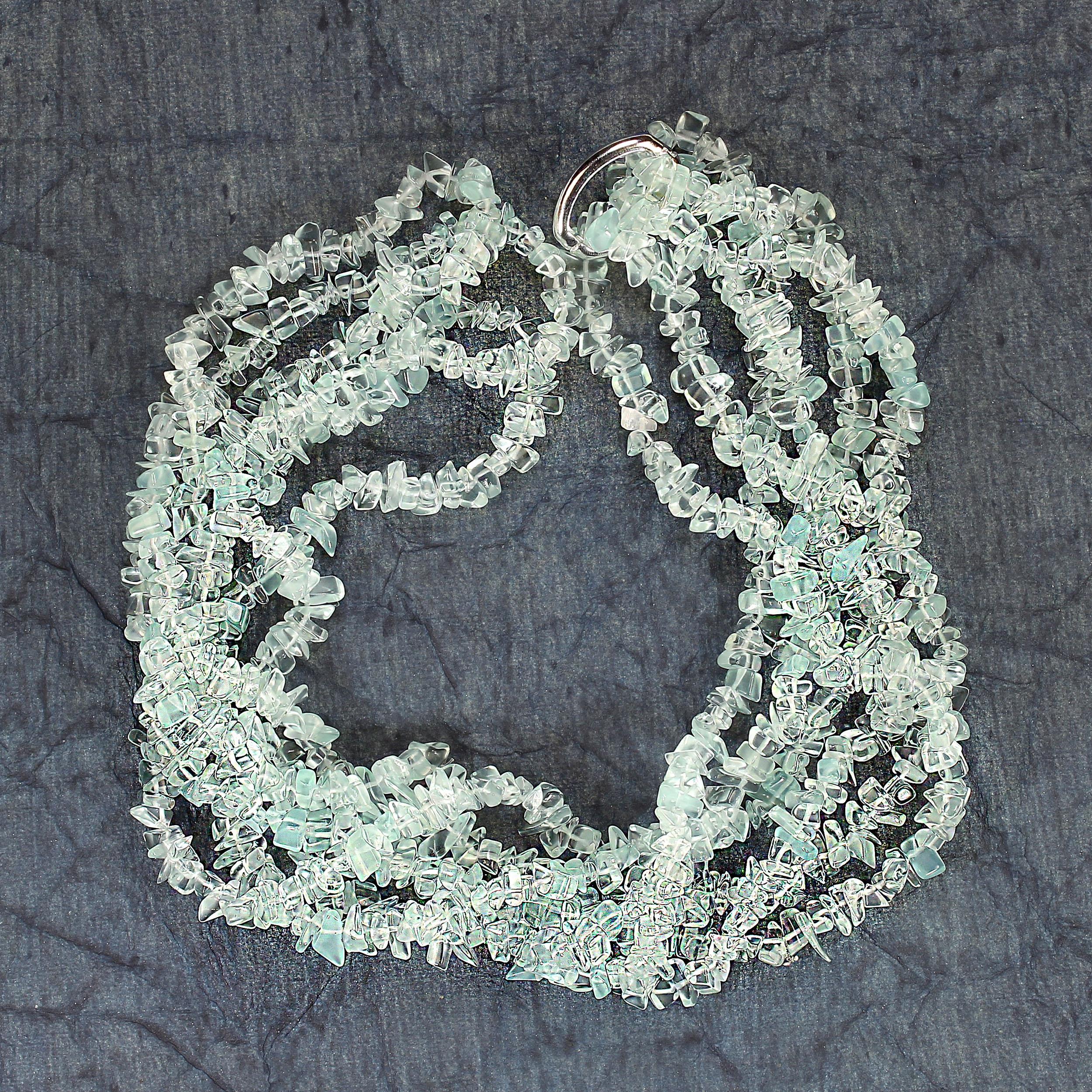 Bead AJD Three 33 Inch Infinity Aqua color beaded necklaces For Sale
