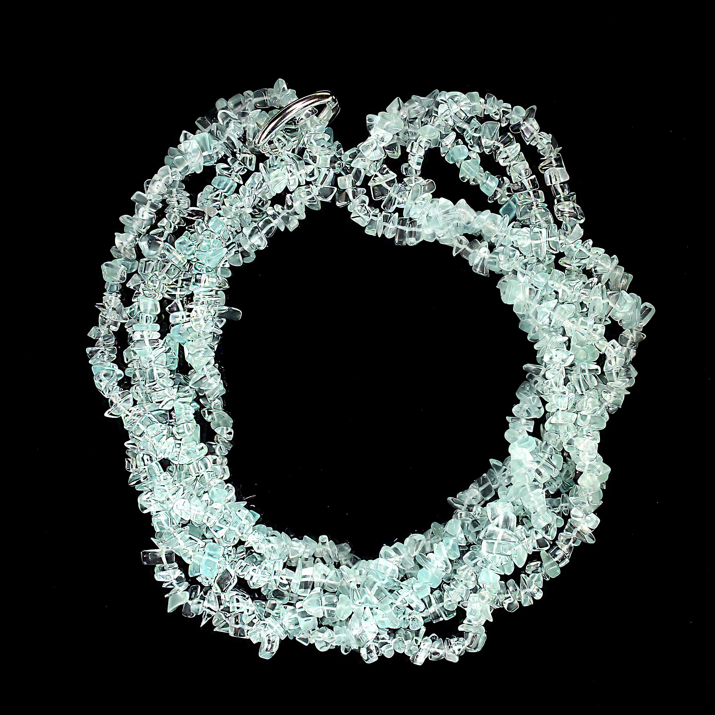 AJD Three 33 Inch Infinity Aqua color beaded necklaces For Sale 2