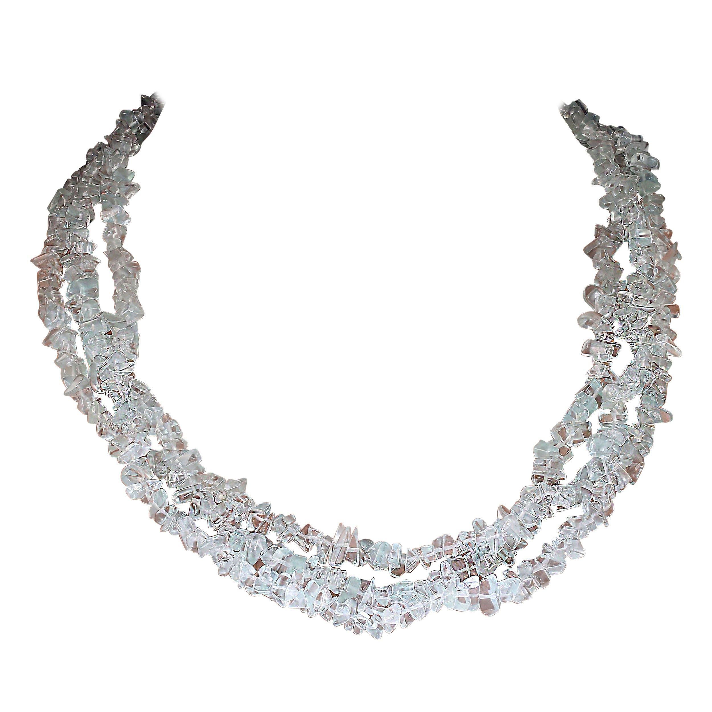 AJD Three 33 Inch Infinity Aqua color beaded necklaces For Sale