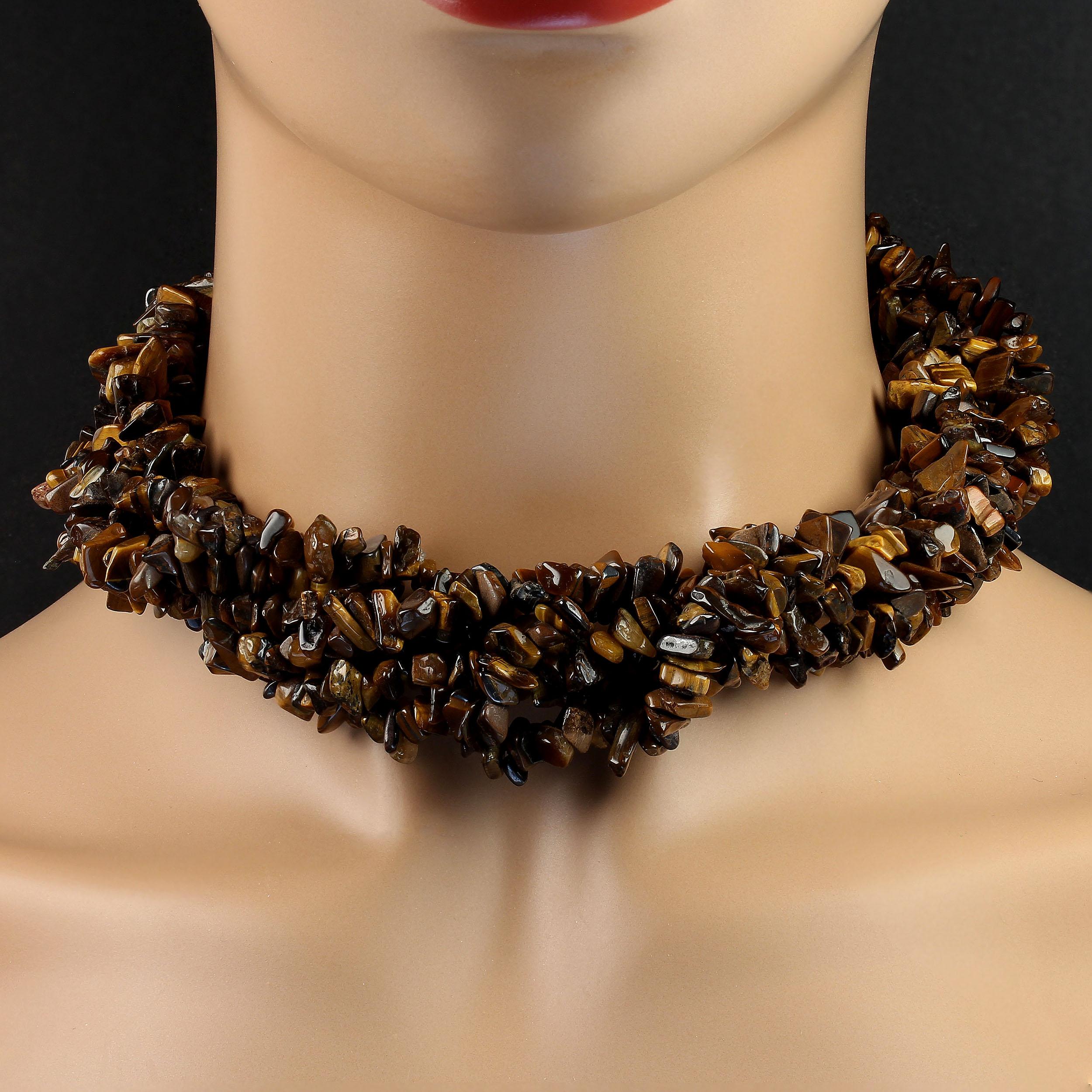 Tumbled AJD Three 36 Inch Infinity Chatoyant Tiger's Eye Necklaces  Great Gift!