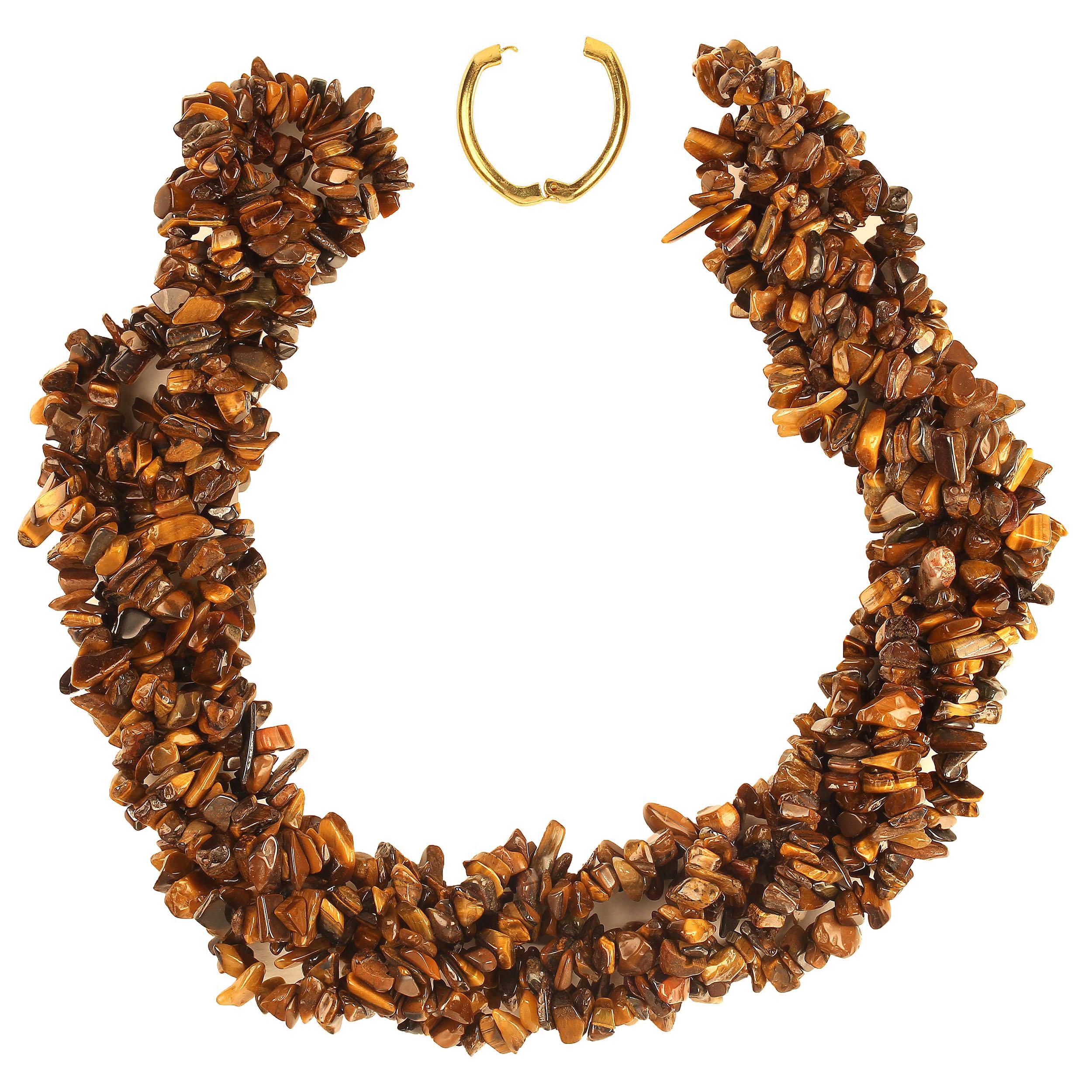 AJD Three 36 Inch Infinity Chatoyant Tiger's Eye Necklaces  Great Gift! In New Condition In Raleigh, NC