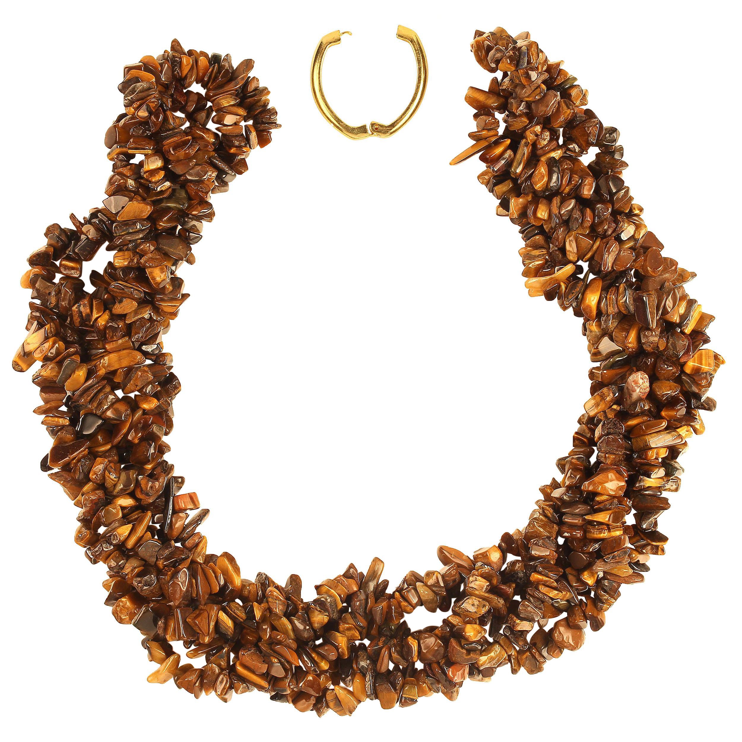 AJD Three 36 Inch Infinity Chatoyant Tiger's Eye Necklaces  Great Gift!