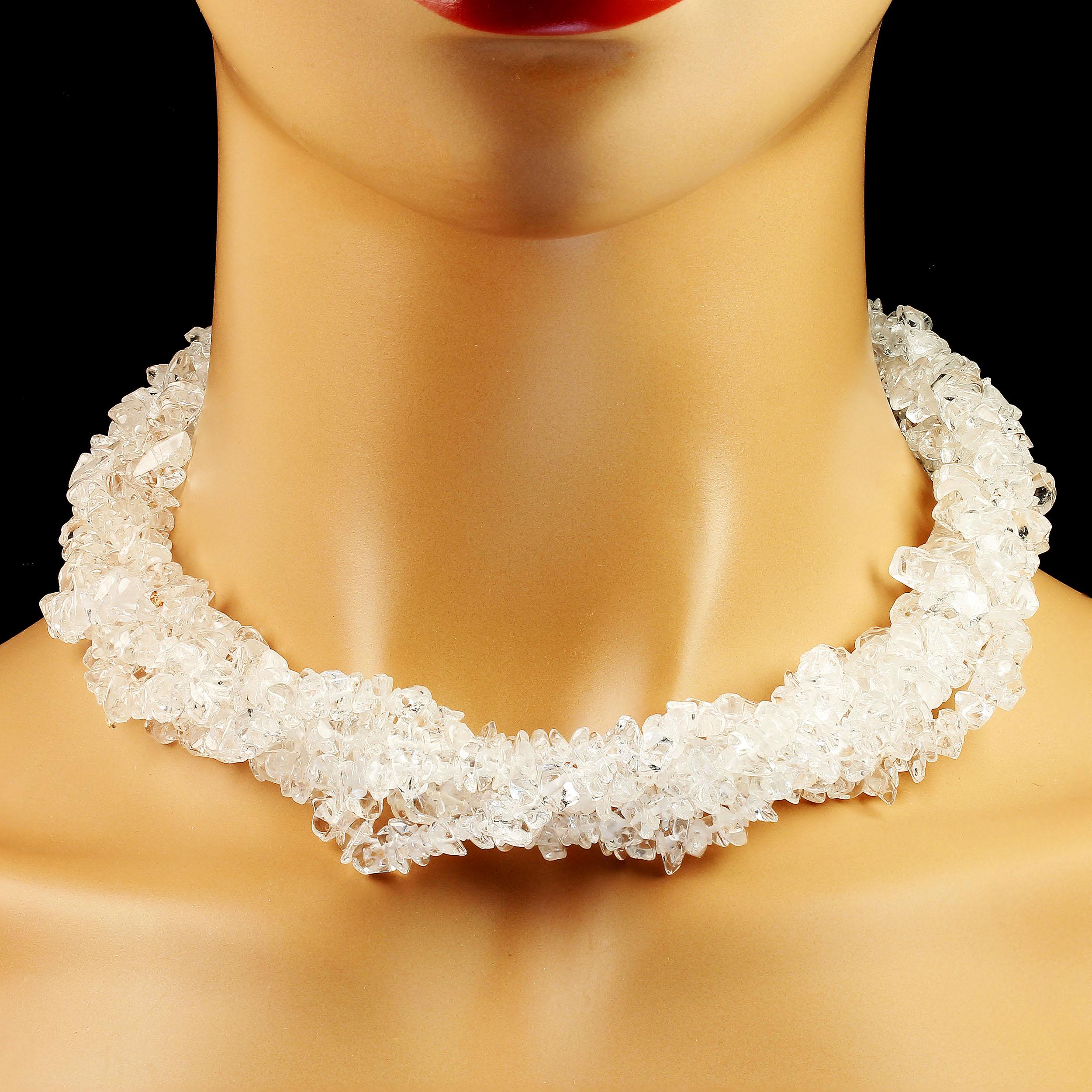 Tumbled AJD Three Sparkling Quartz Crystal 34 Inch Infinity Necklaces  Gift Idea!