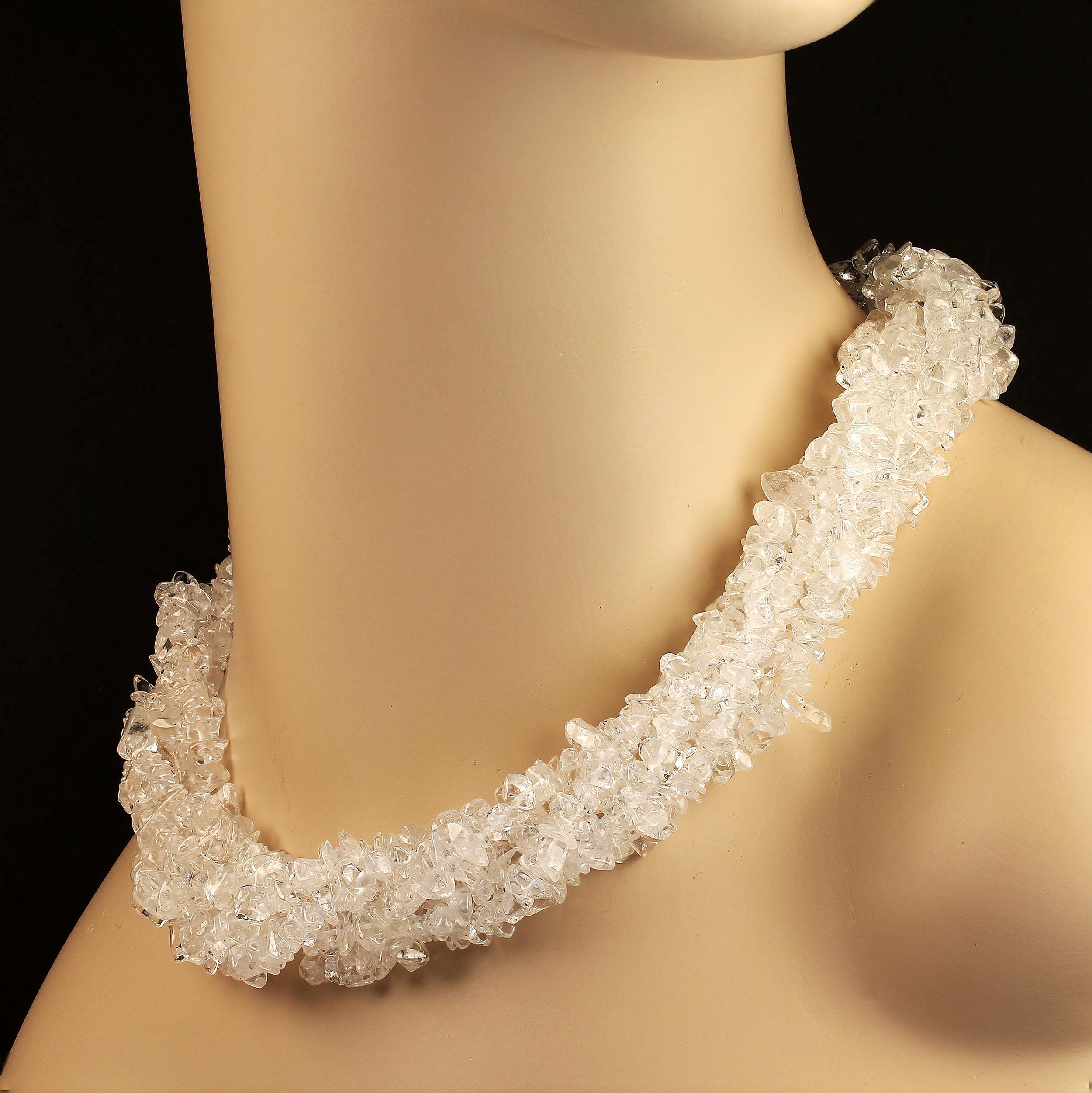 AJD Three Sparkling Quartz Crystal 34 Inch Infinity Necklaces  Gift Idea! In New Condition In Raleigh, NC
