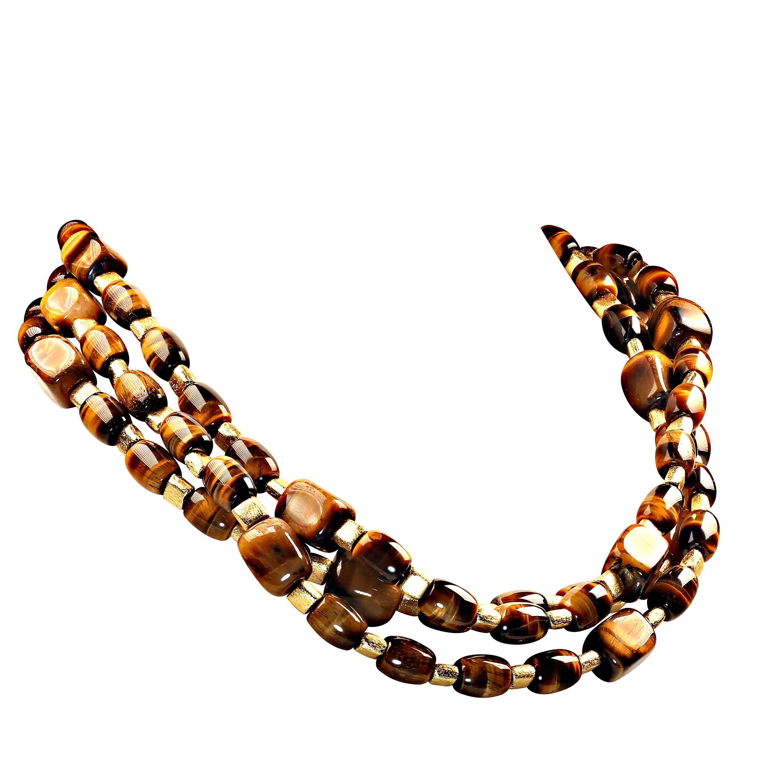 AJD Three-Strand Chatoyant Tiger's Eye Necklace In New Condition For Sale In Raleigh, NC