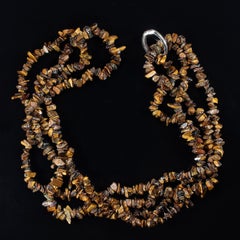 AJD Two 34 Inch Infinity Chatoyant Tiger's Eye Chip Necklaces Great Gift