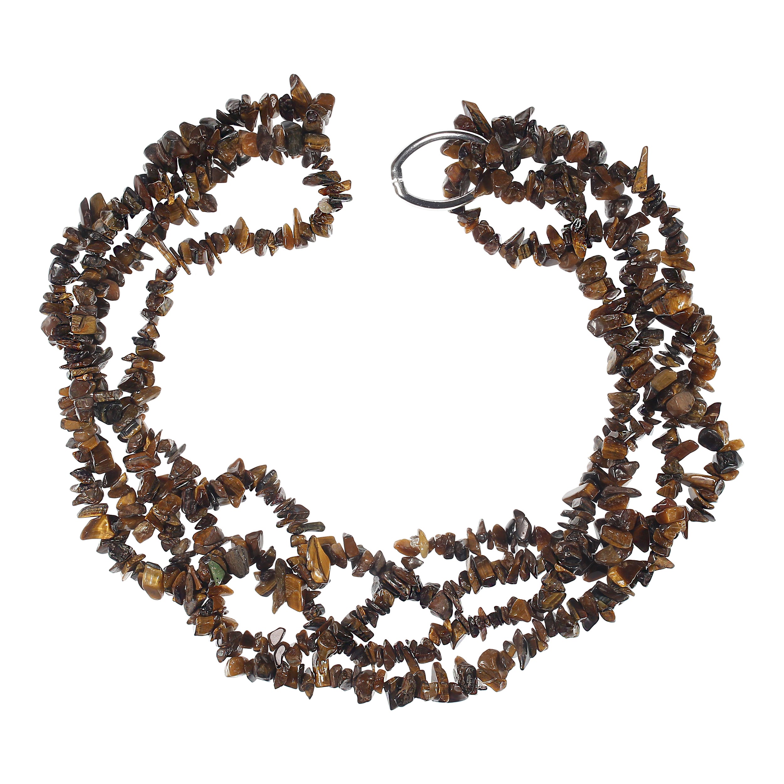 AJD Two 34 Inch Infinity Chatoyant Tiger
s Eye Chip Necklaces Great Gift