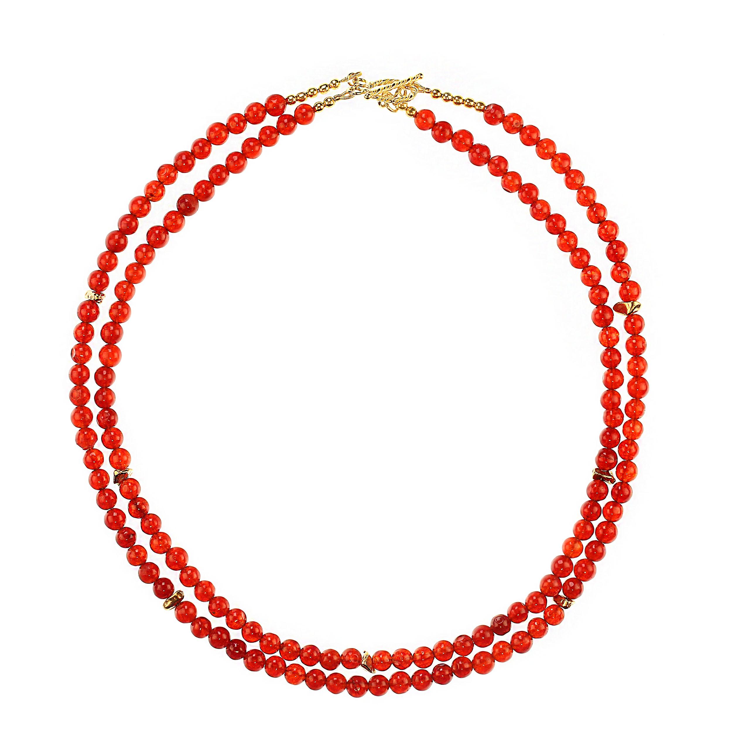 da uomo o donna AJD Collana a due fili con corniola e accenti in oro Vermeil in vendita