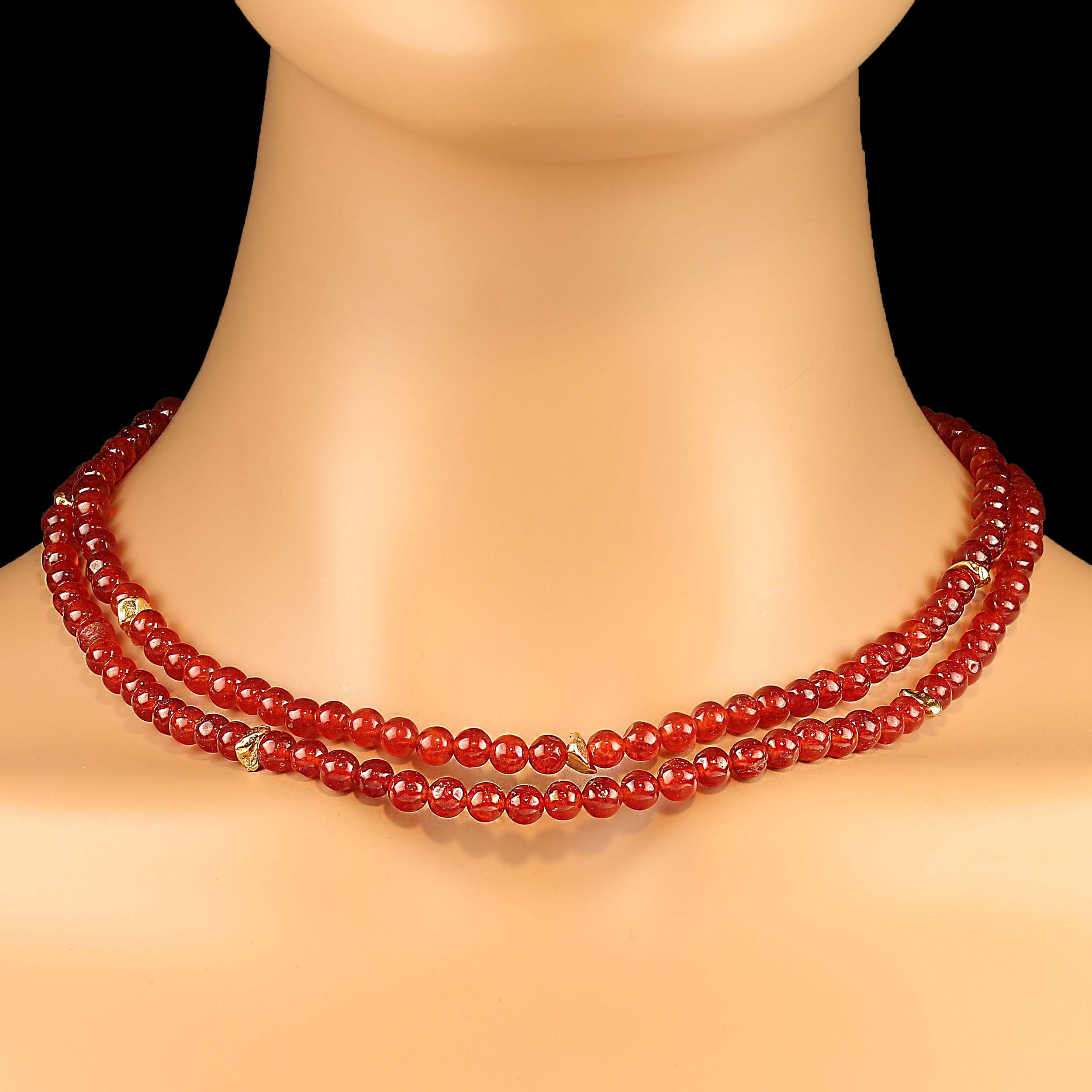AJD Collana a due fili con corniola e accenti in oro Vermeil in vendita 3
