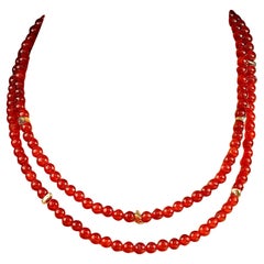 Halskette, AJD, zweireihiger Karneol mit Gold Vermeil-Akzenten, AJD