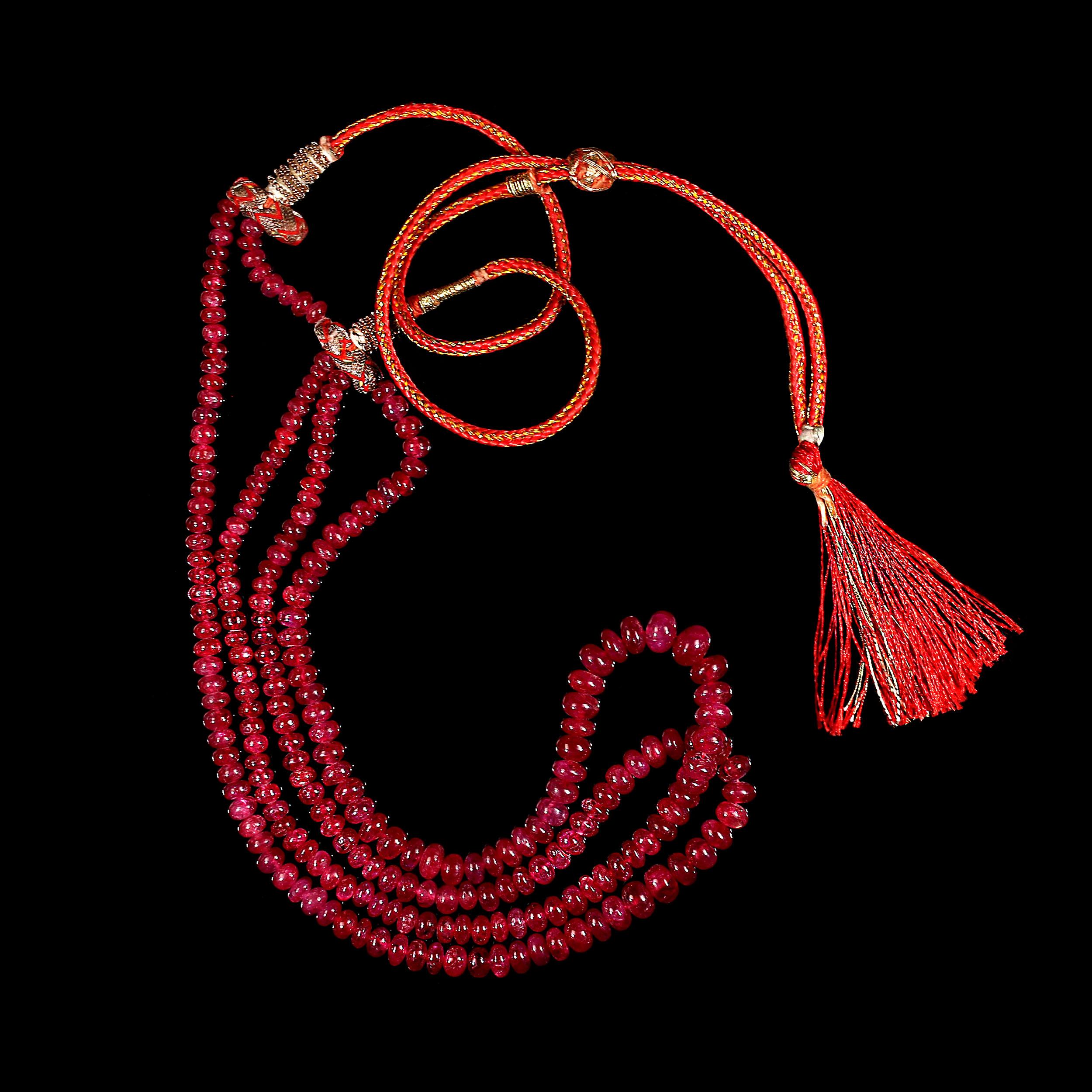Ajd Two Strand Graduated Glowing Ruby Rondel Neck… - image 7