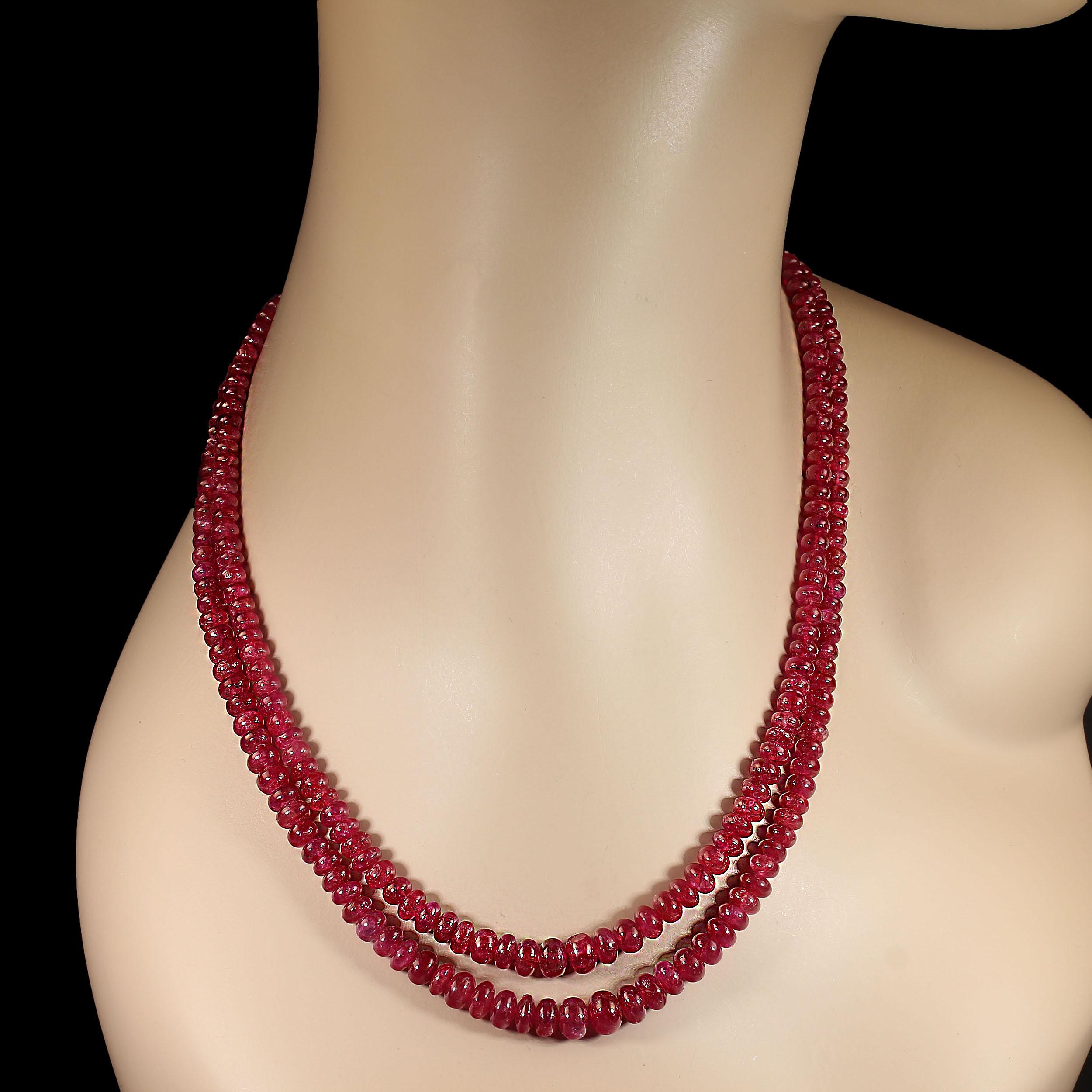 Ajd Two Strand Graduated Glowing Ruby Rondel Neck… - image 9