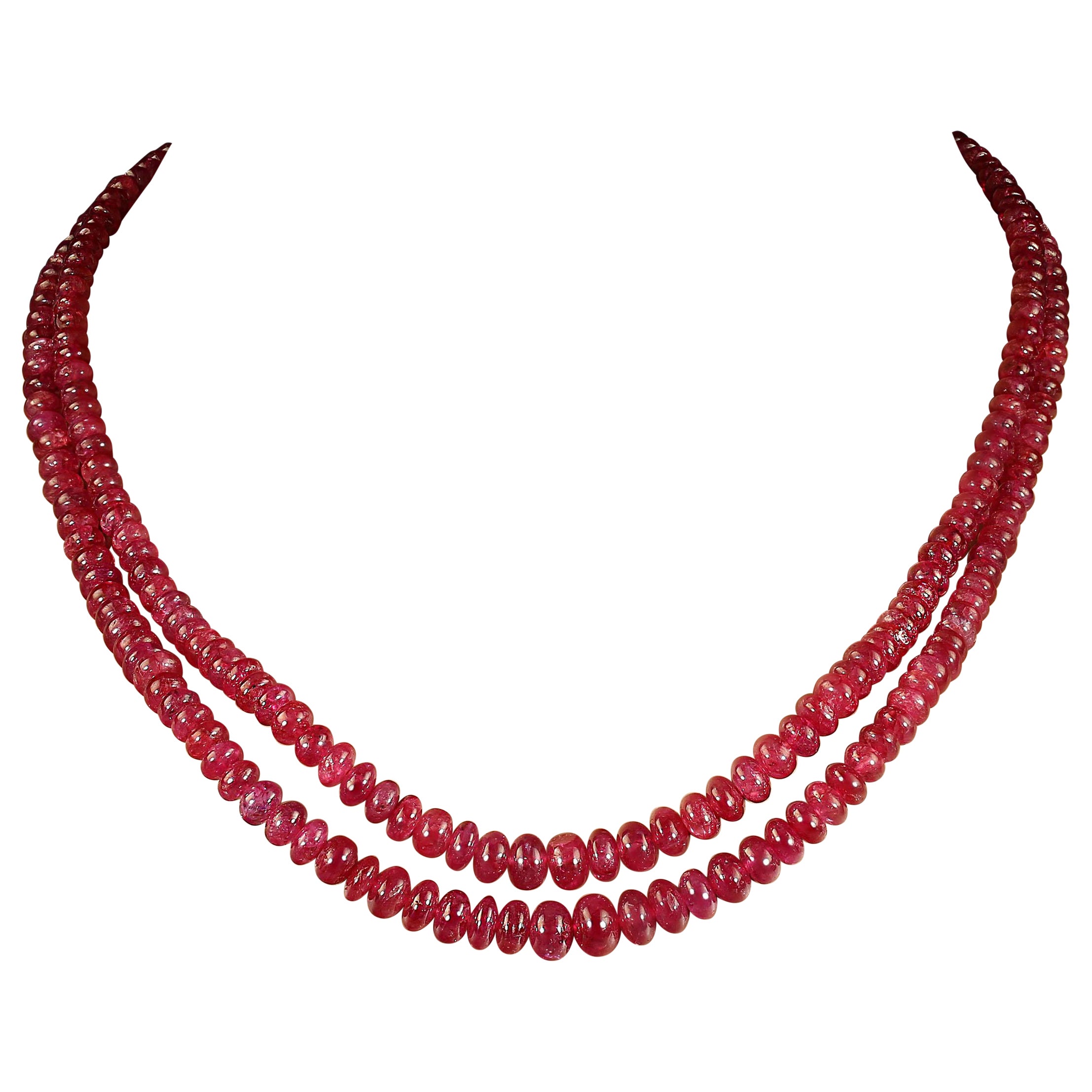 Ajd Two Strand Graduated Glowing Ruby Rondel Neck… - image 1