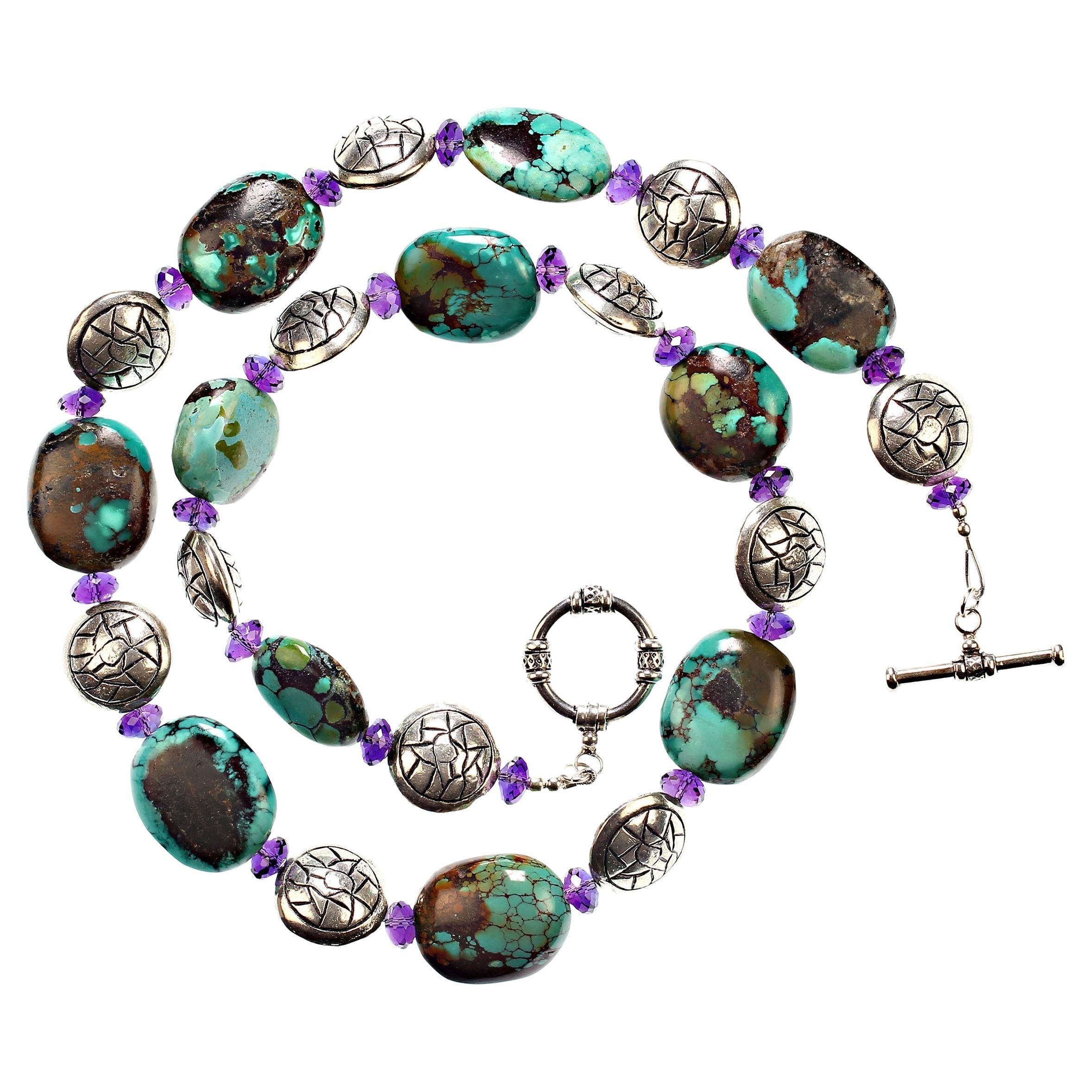 AJD Einzigartige und aufregende Hubei-Halskette in Türkis 26 Zoll mit Türkis (Perle) im Angebot