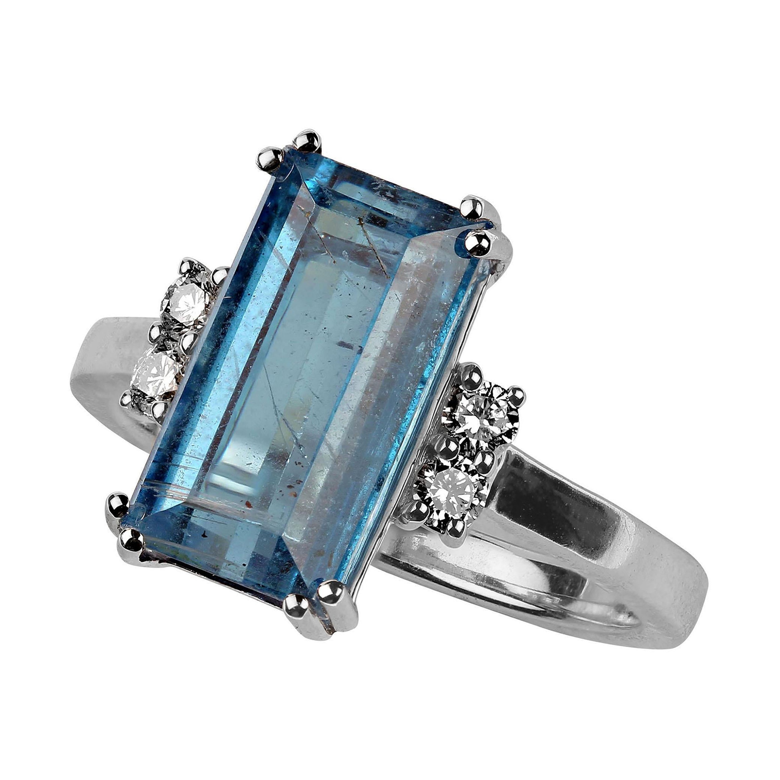Artigiano AJD Tormalina blu unica nel suo genere, accentata con zaffiri bianchi scintillanti in vendita
