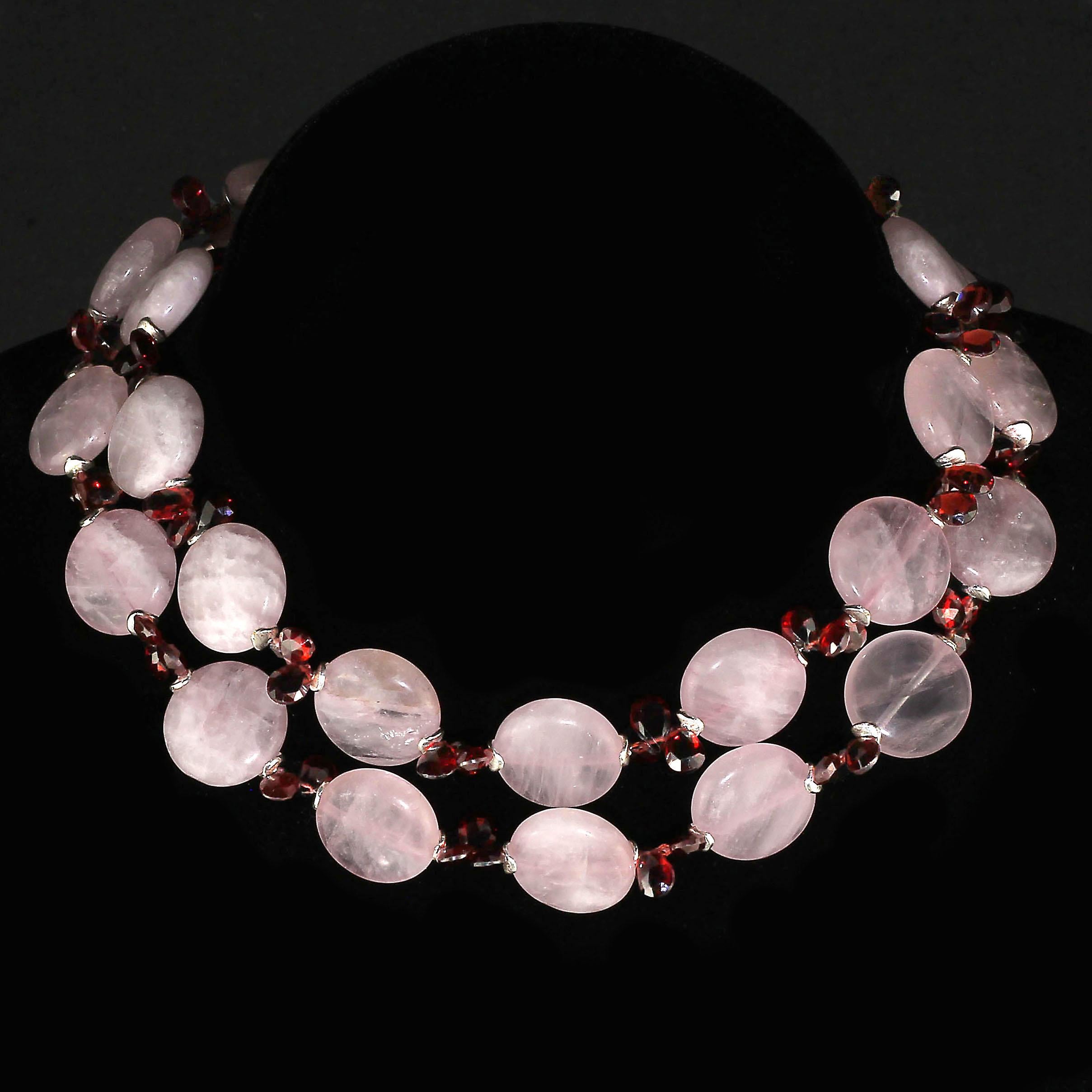 Collana AJD Unique con granato e quarzo rosa  Un grande regalo! in vendita 2