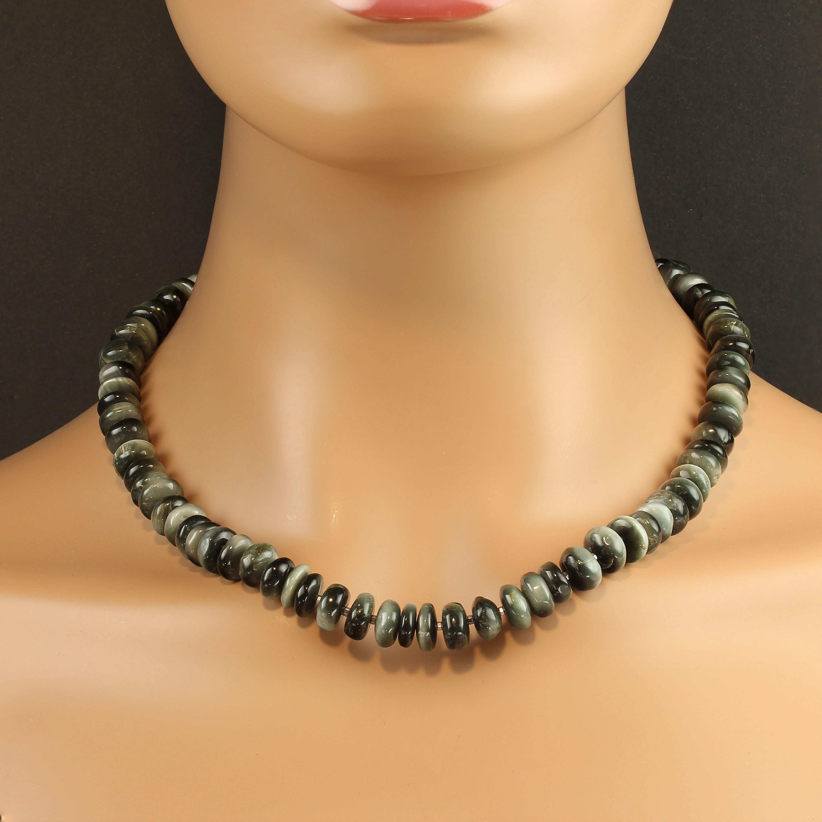 Artigiano AJD Unique Collana di crisoberillo grigia e nera da 19 pollici in vendita