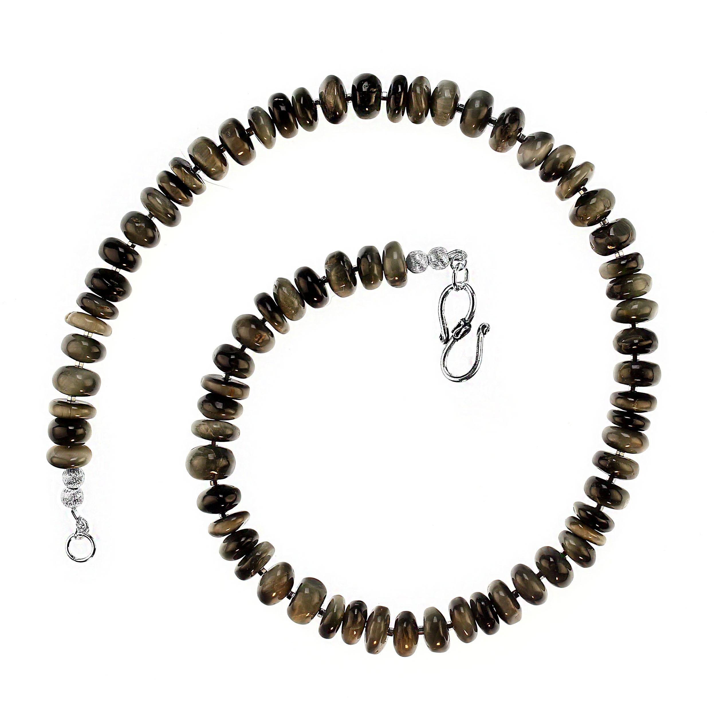 da uomo o donna AJD Unique Collana di crisoberillo grigia e nera da 19 pollici in vendita