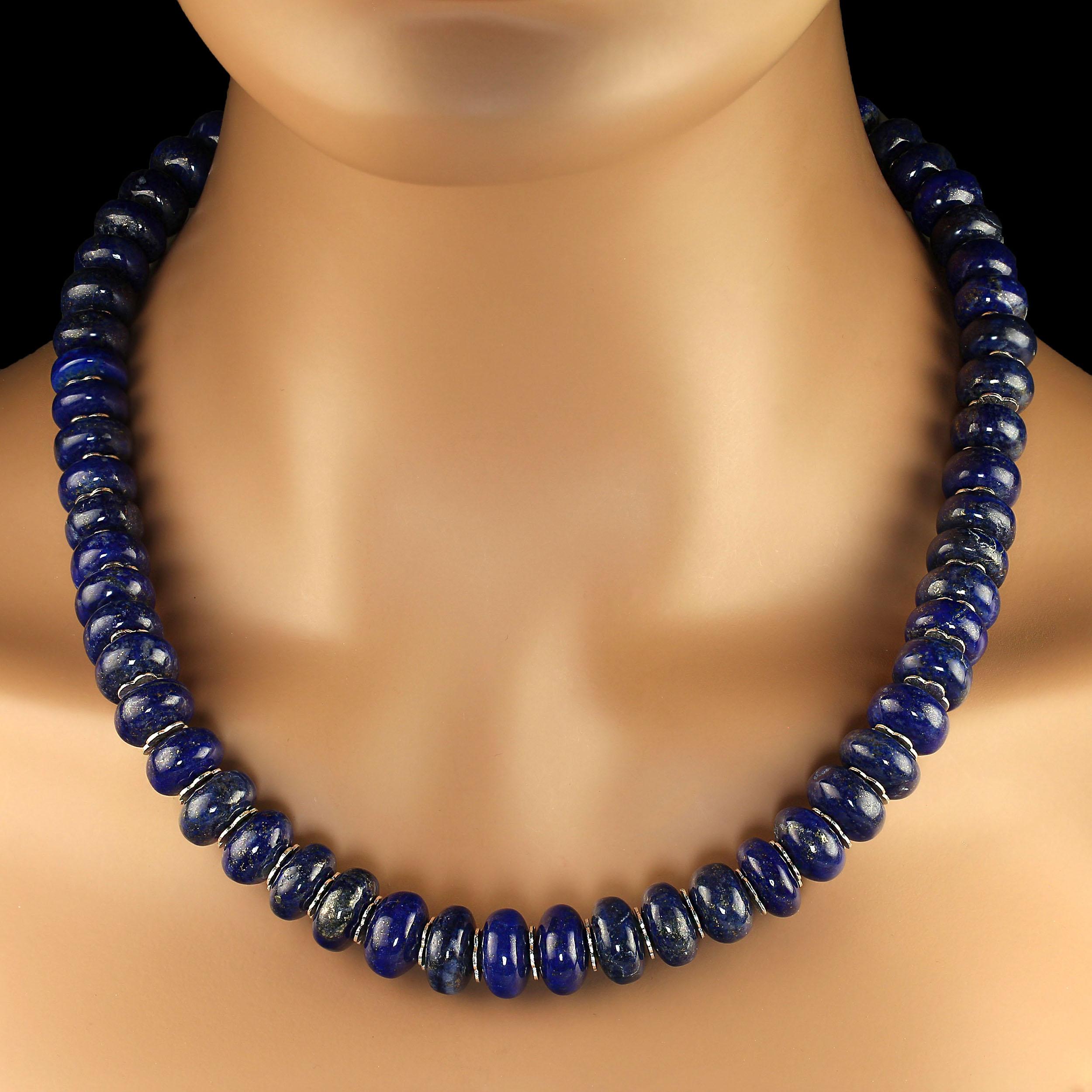 Artigiano Collana AJD Unique Rondelles of Smooth Lapis Lazuli da 21 pollici in vendita