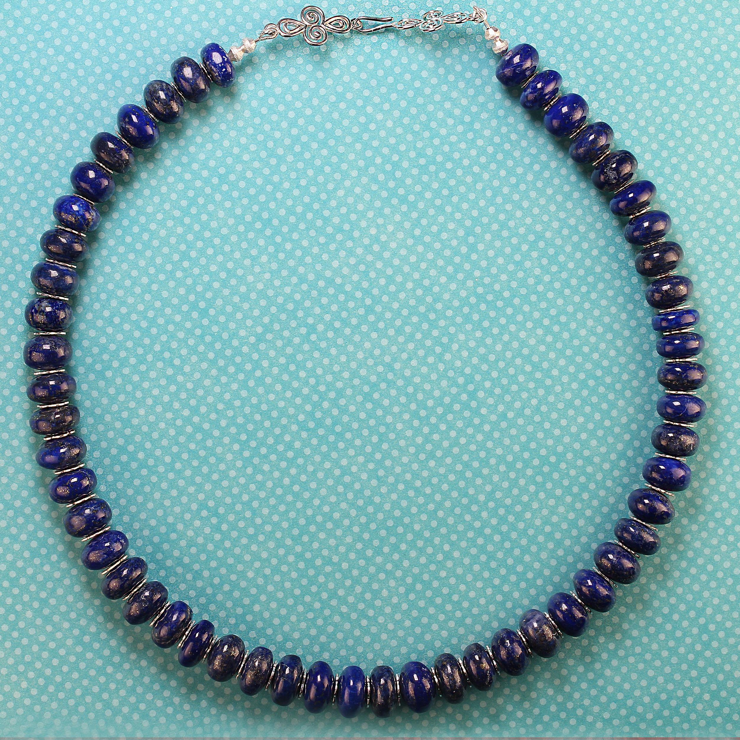 Collana AJD Unique Rondelles of Smooth Lapis Lazuli da 21 pollici In condizioni Nuovo in vendita a Raleigh, NC