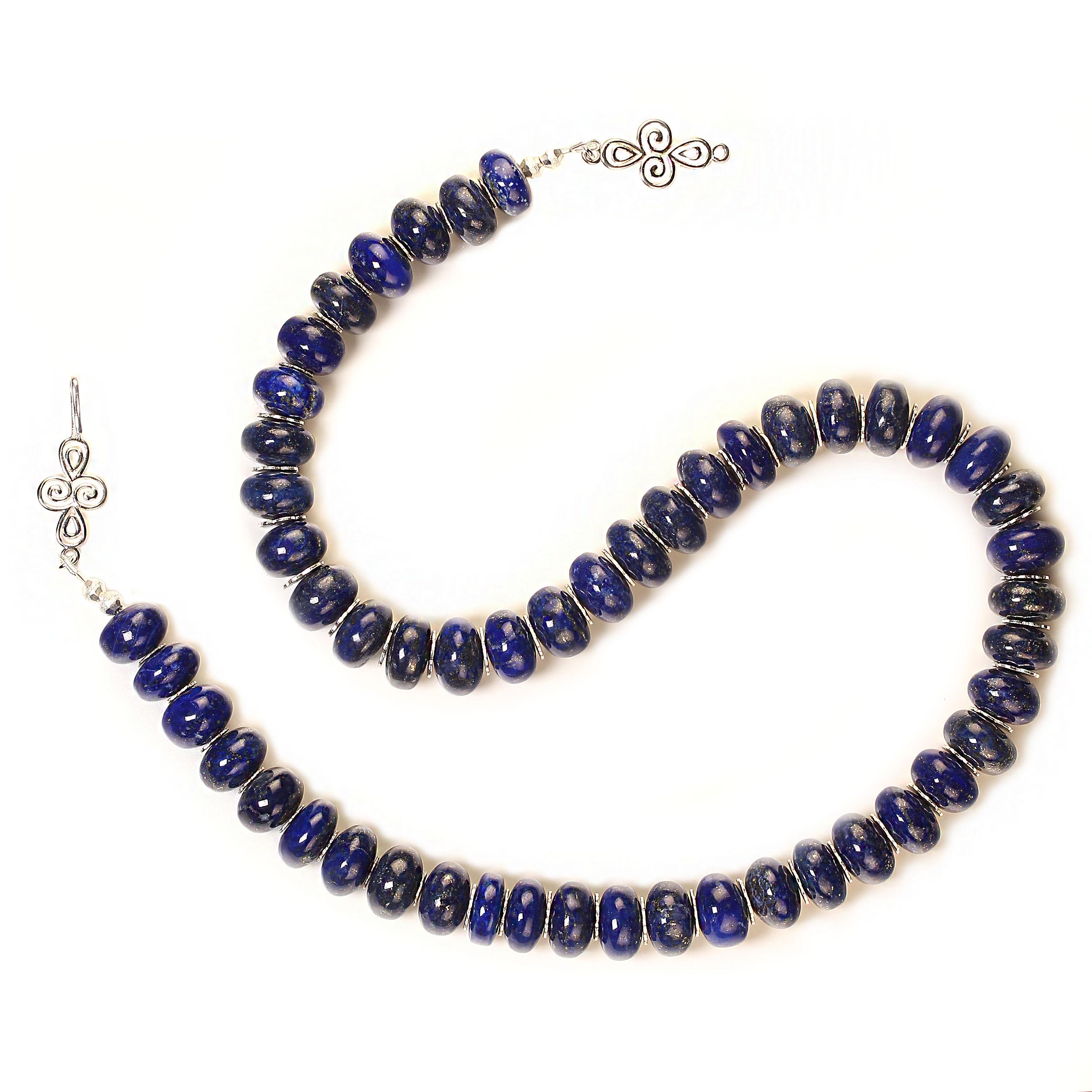 da uomo o donna Collana AJD Unique Rondelles of Smooth Lapis Lazuli da 21 pollici in vendita