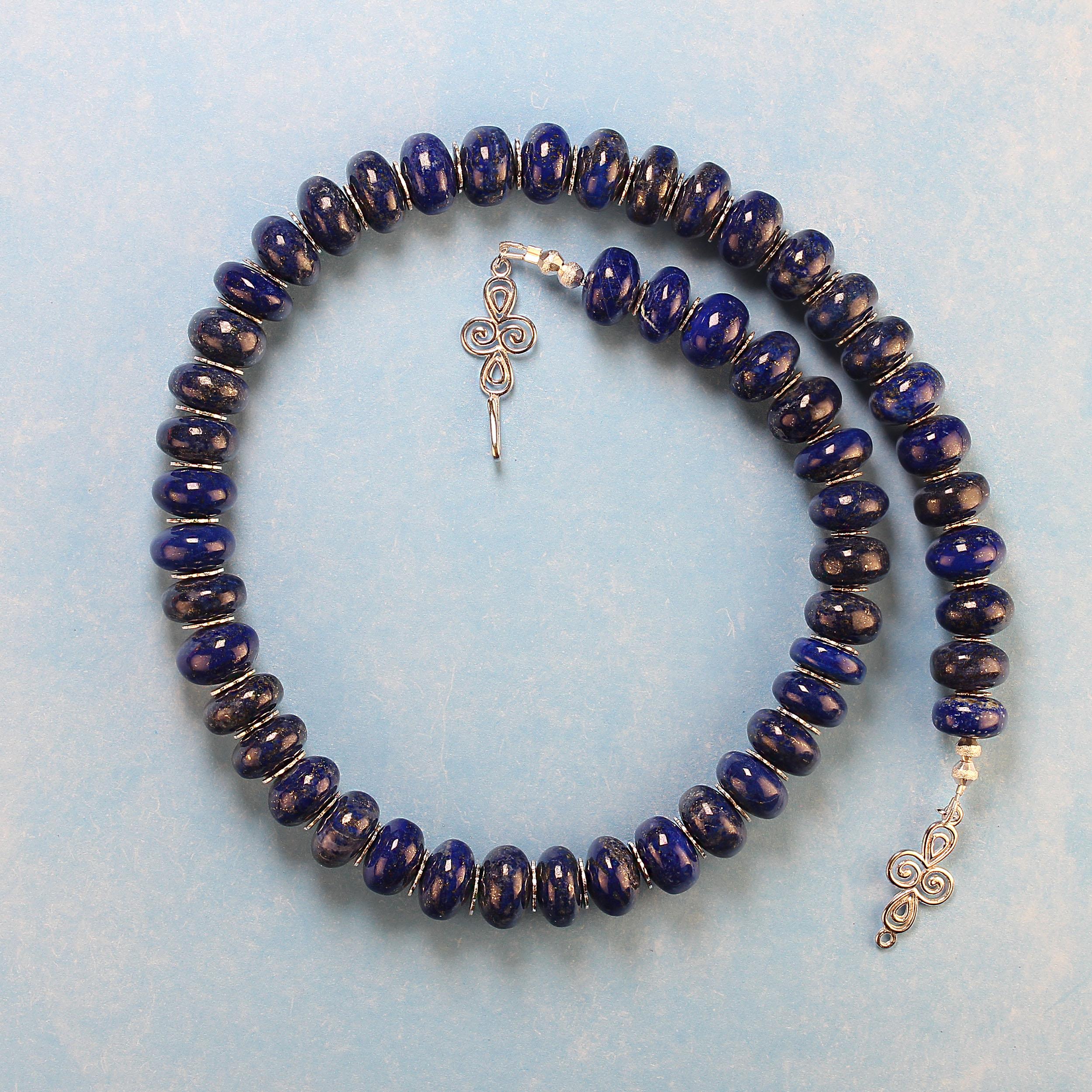 Collana AJD Unique Rondelles of Smooth Lapis Lazuli da 21 pollici in vendita 1
