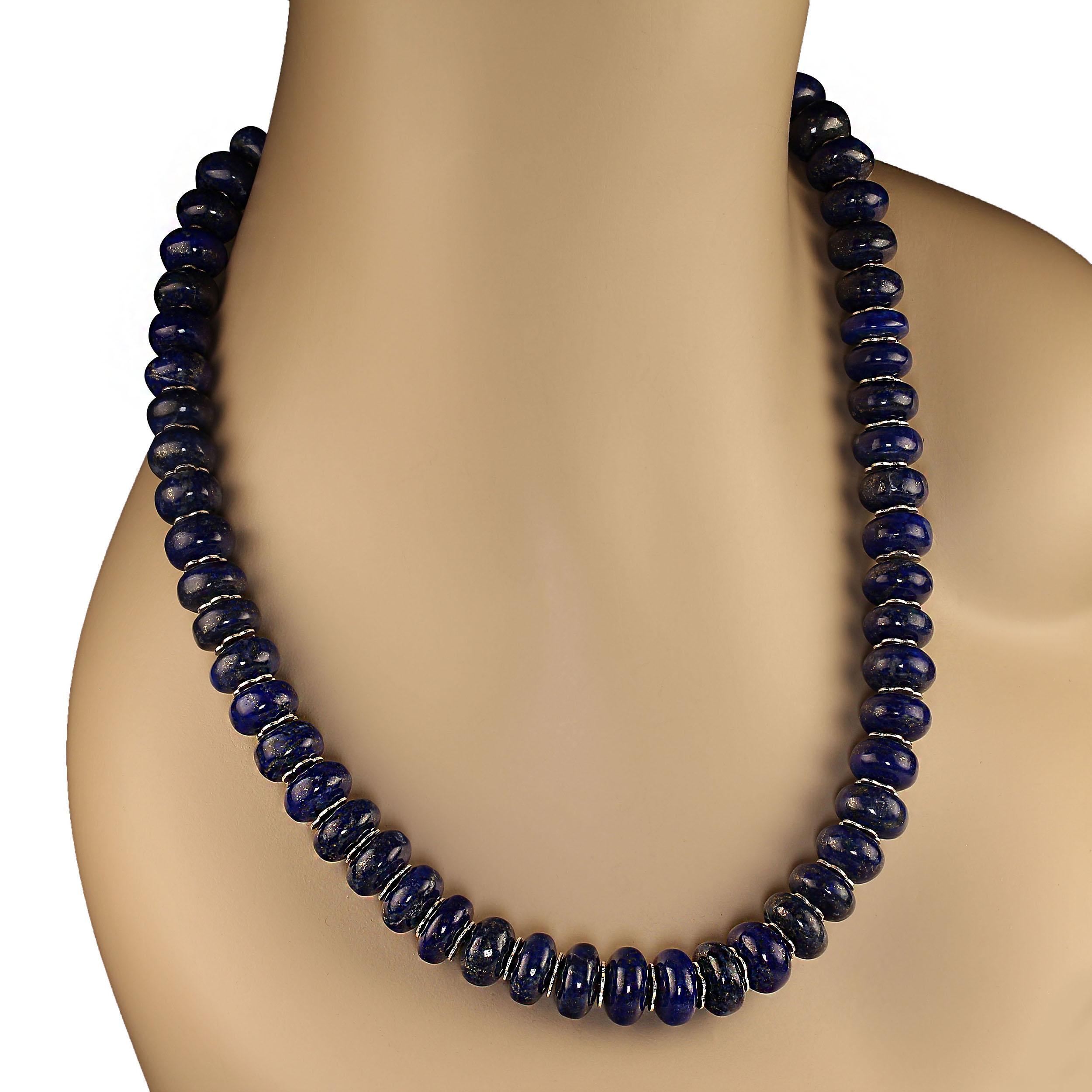 Collana AJD Unique Rondelles of Smooth Lapis Lazuli da 21 pollici in vendita 2