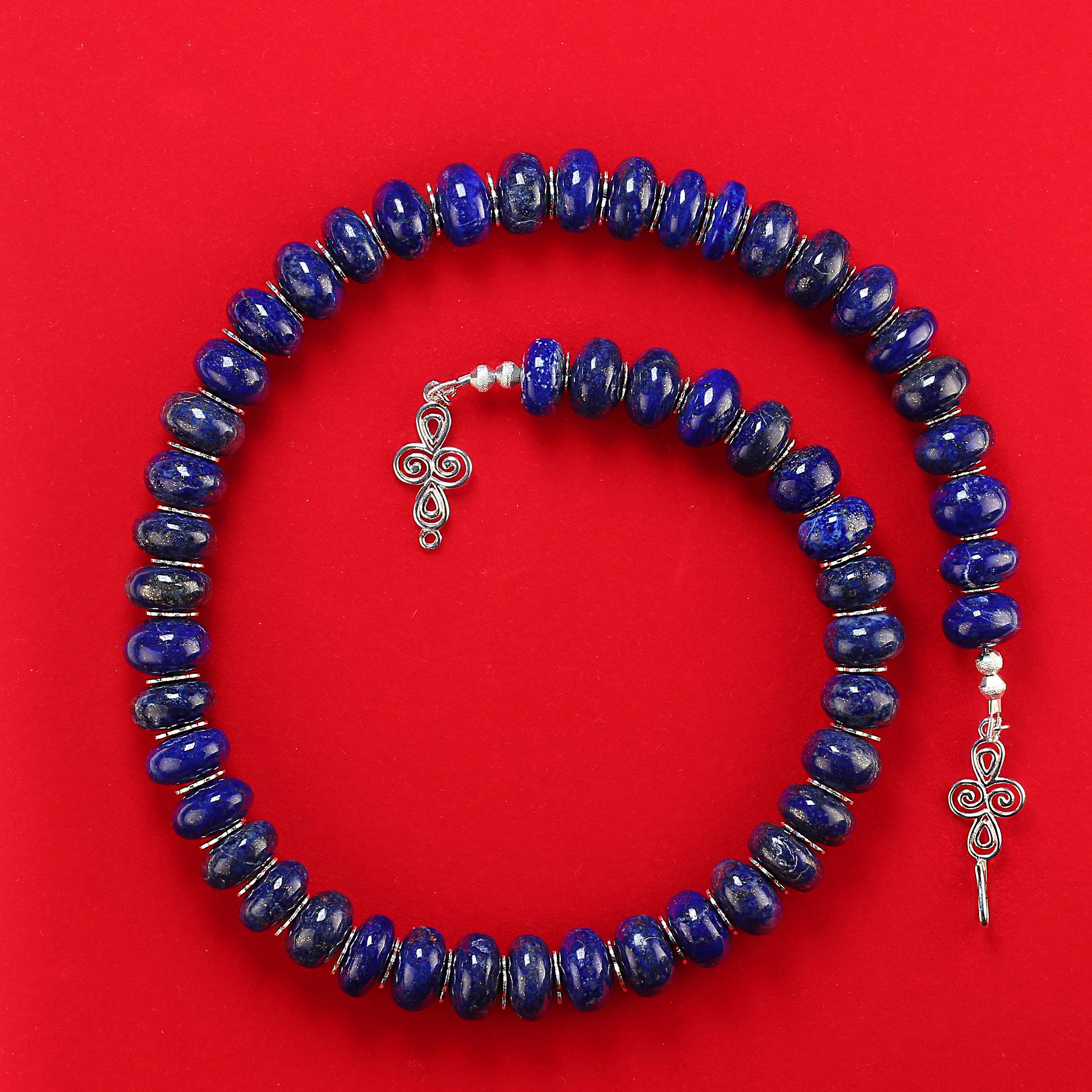 Collana AJD Unique Rondelles of Smooth Lapis Lazuli da 21 pollici in vendita 3
