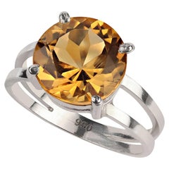 AJD Unusual Round 4.3 Carat Citrine in Sterling Silver Ring