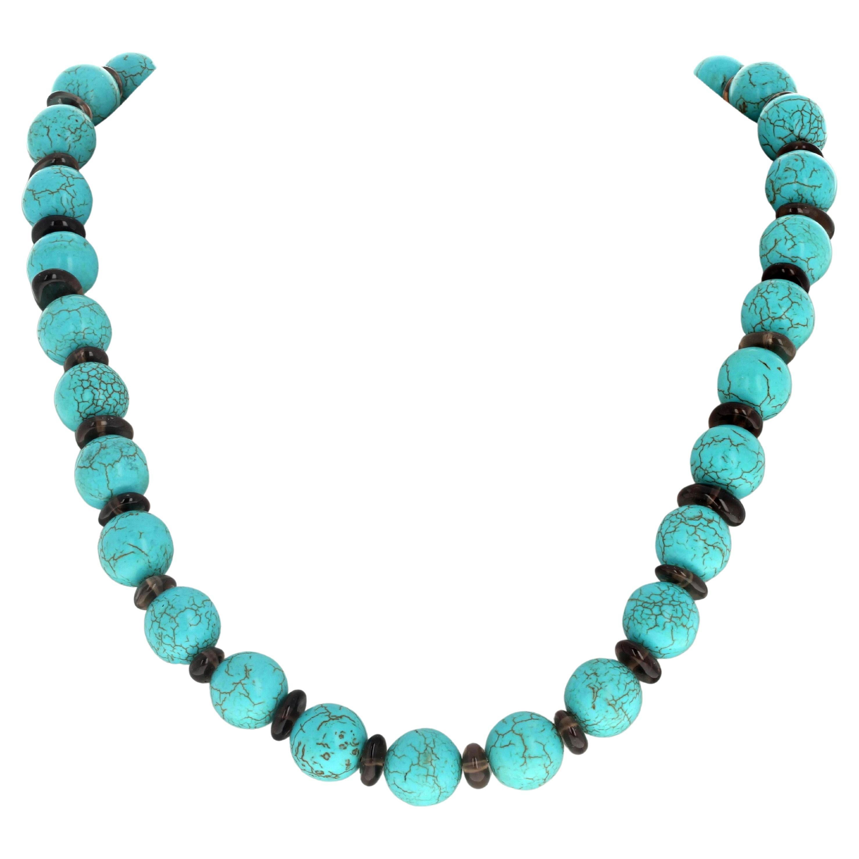 Collana lunga 20" con magnesite e quarzo fumé di Eleganza AJD in vendita