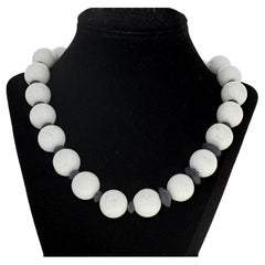 AJD Lovely Real Magnesite & Real Black Onyx 19" Necklace
