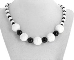 AJD Superbly Elegant Real White Magnesite&Gemcut Sparkling Onyx 17 1/2" Necklace