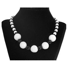 Superbly elegante echte weiße Magnesit & Edelstein geschnitten funkelnden Onyx 17 1/2" Halskette