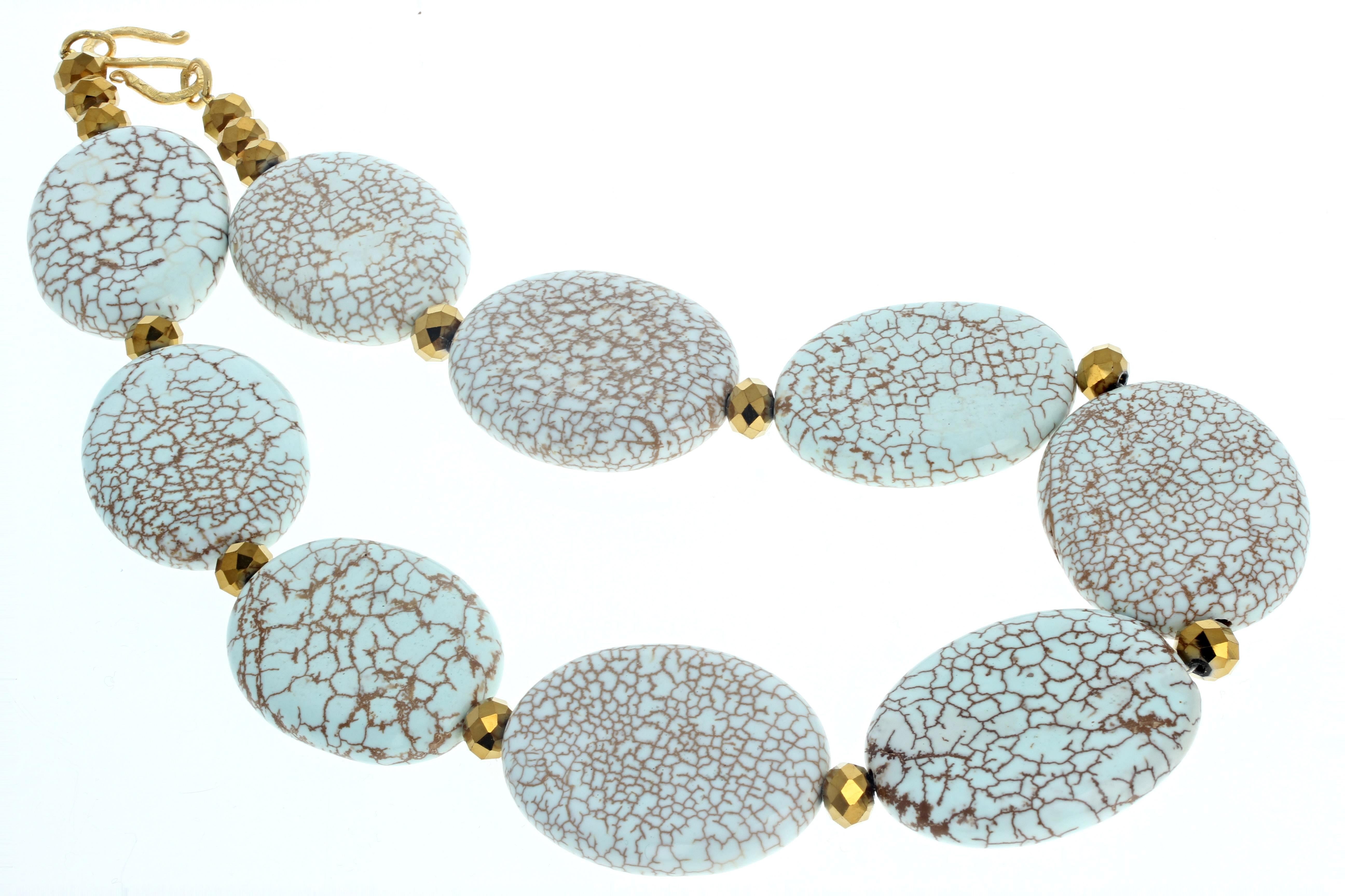 AJD Lovely Fascinating Light Blue Real Magnesites & Goldy Rondels Necklace In New Condition For Sale In Raleigh, NC