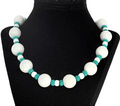 AJD Beautiful Real Magnesite & Real Turquoise 18" Elegant Necklace